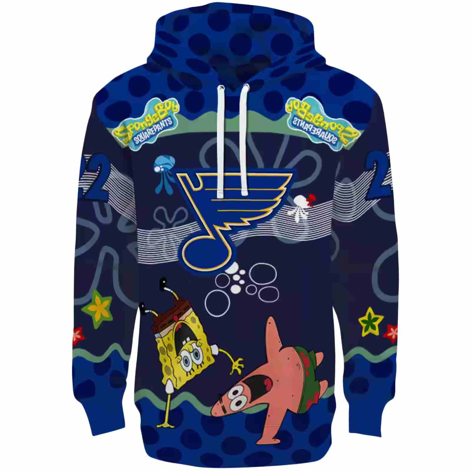 Personalized St. Louis Blues Spongebob Patrick Star Blue Navy Hoodie