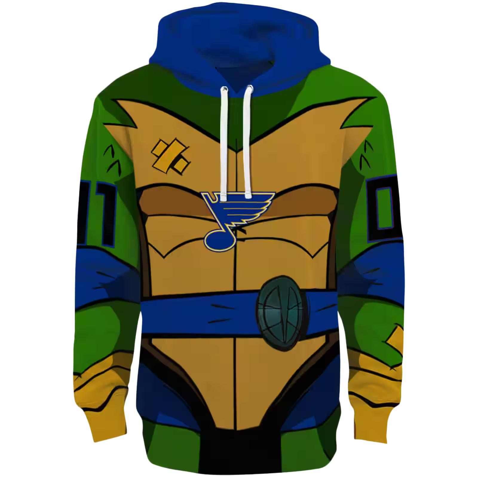 Personalized St. Louis Blues Superhero Armor Blue Green Hoodie