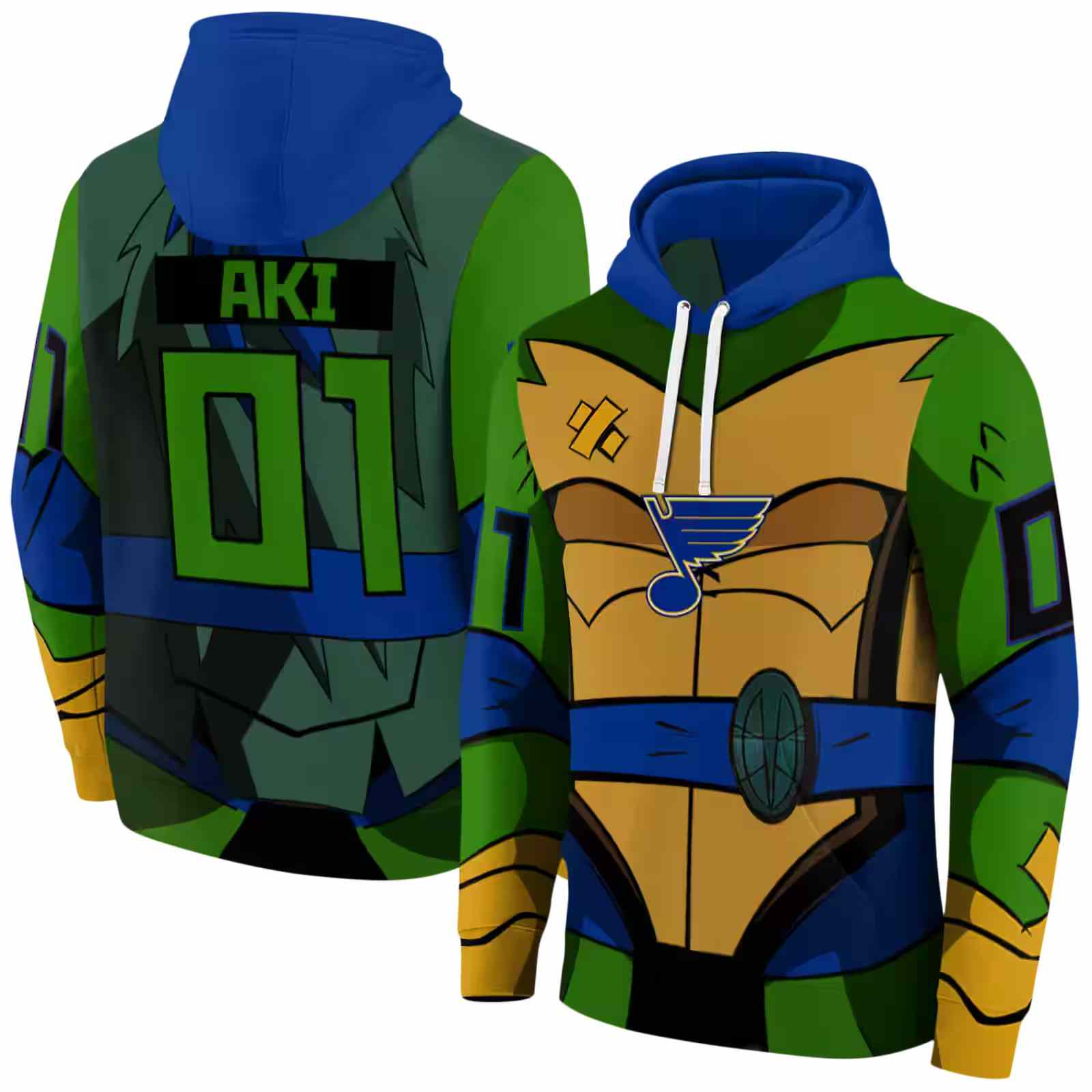 personalized st louis blues superhero armor blue green hoodie fashion forward