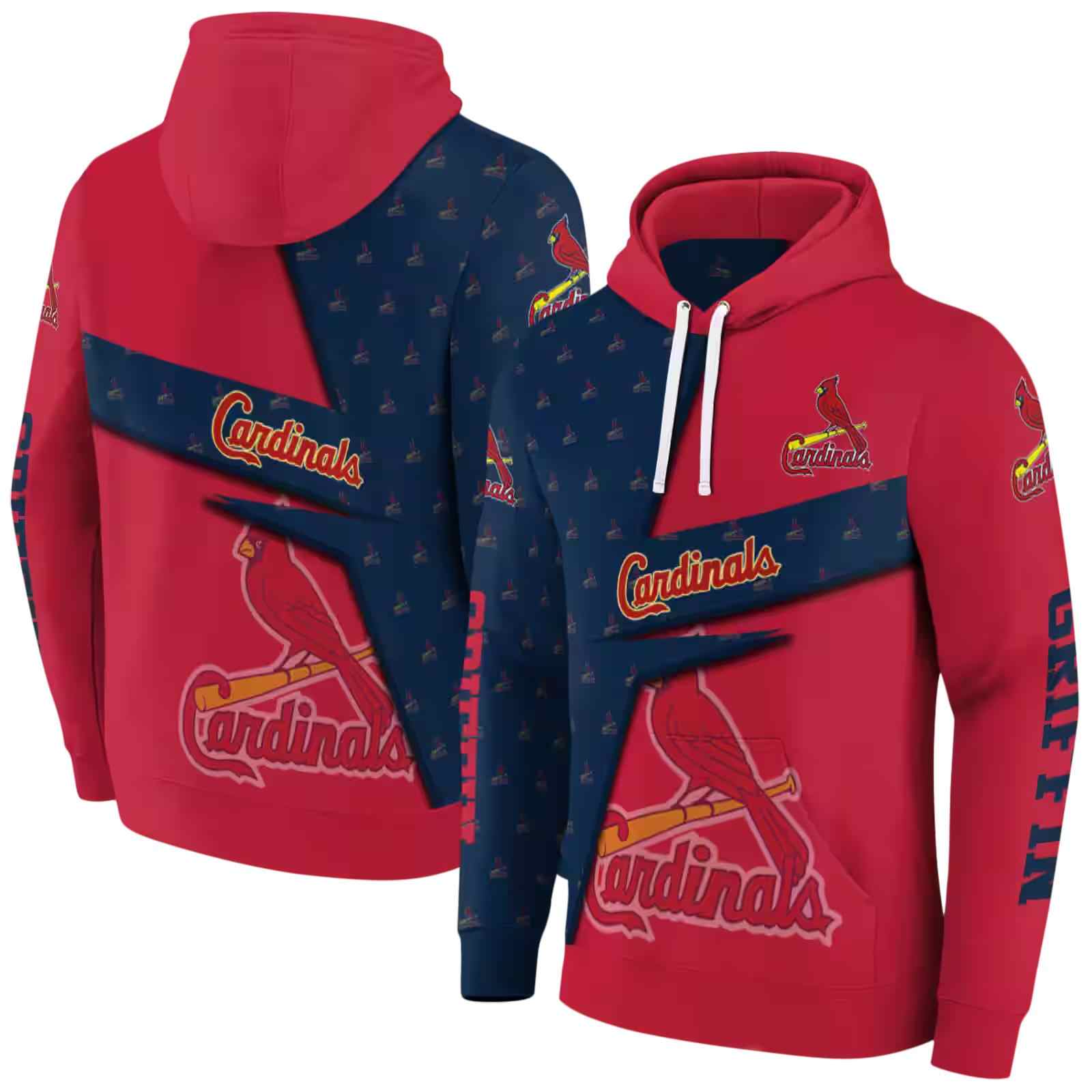 personalized st louis cardinals abstract shape red hoodie fashion forward