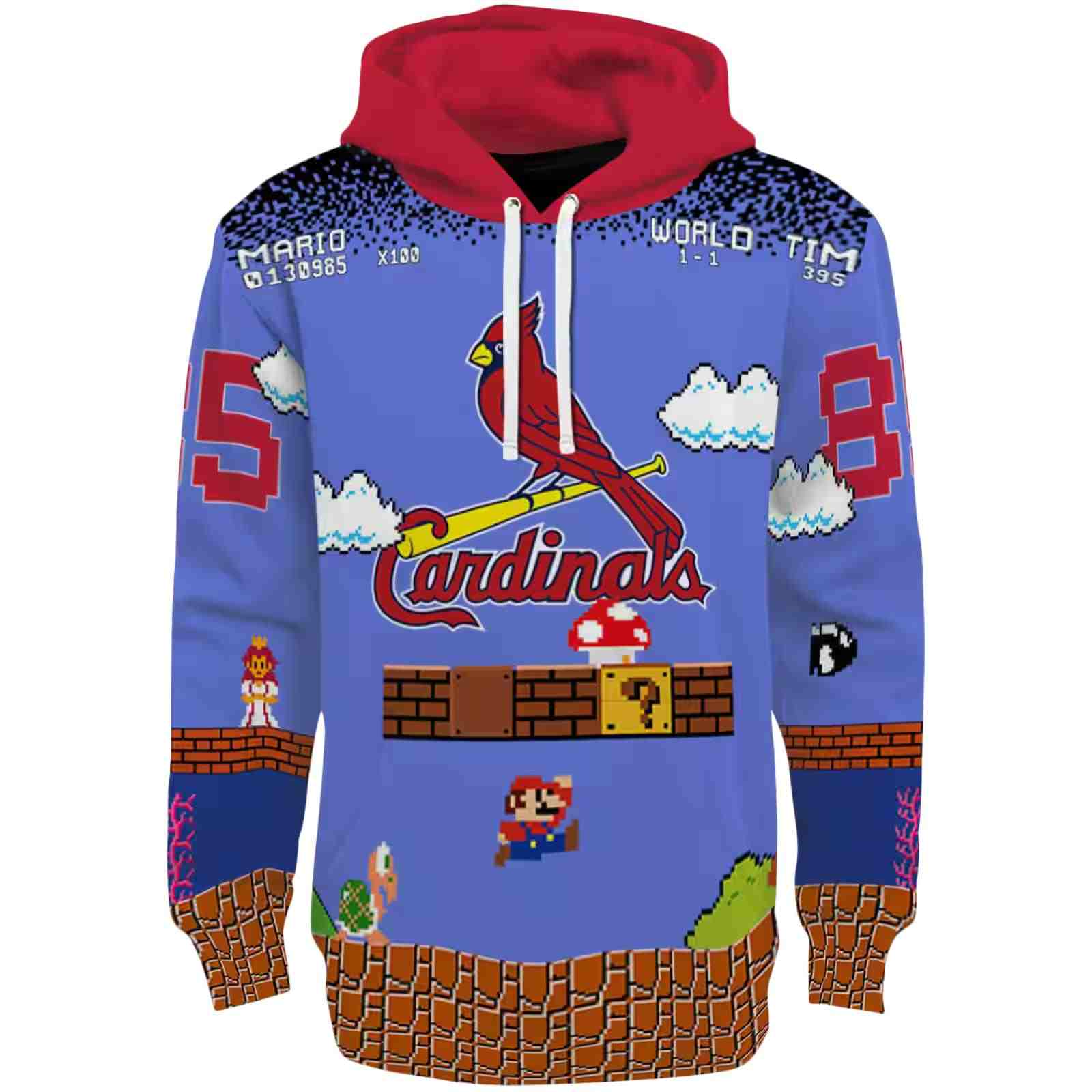 Personalized St. Louis Cardinals Mario Blue Black Hoodie