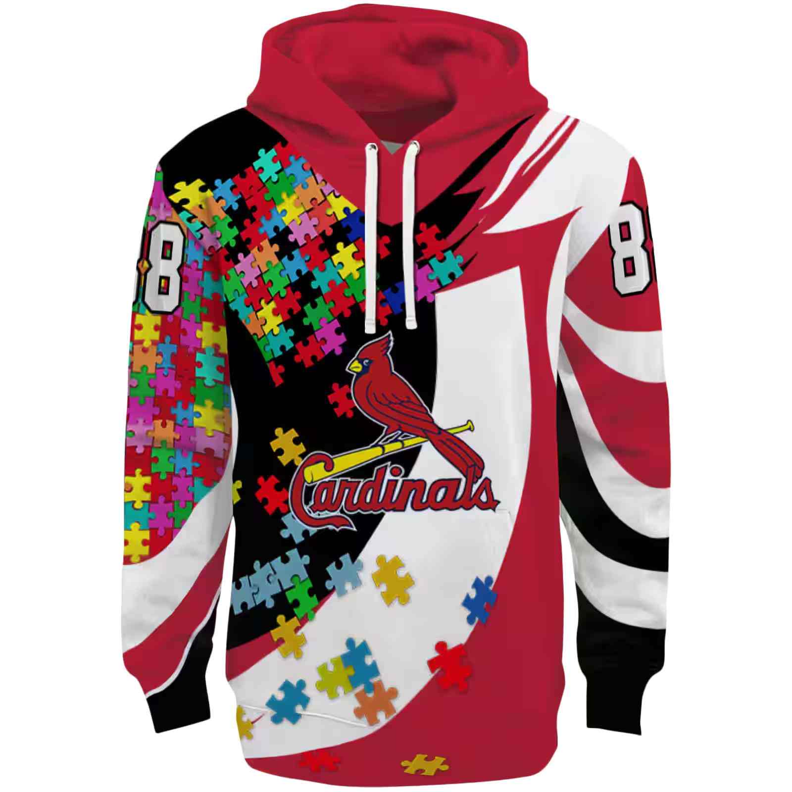 Personalized St. Louis Cardinals Puzzle Pieces Red Hoodie