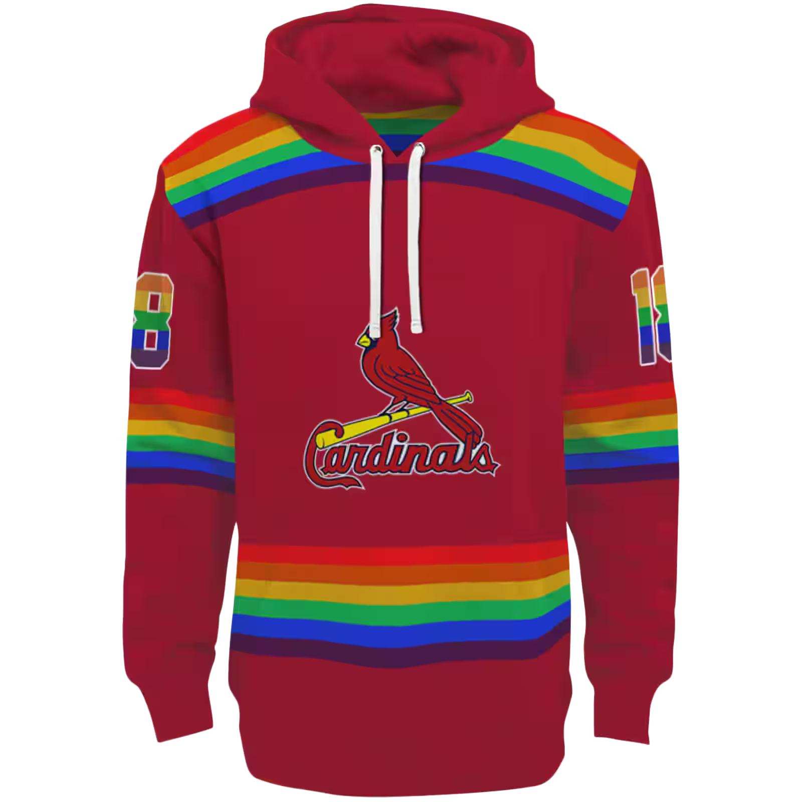 Personalized St. Louis Cardinals Rainbow Stripes Red Hoodie