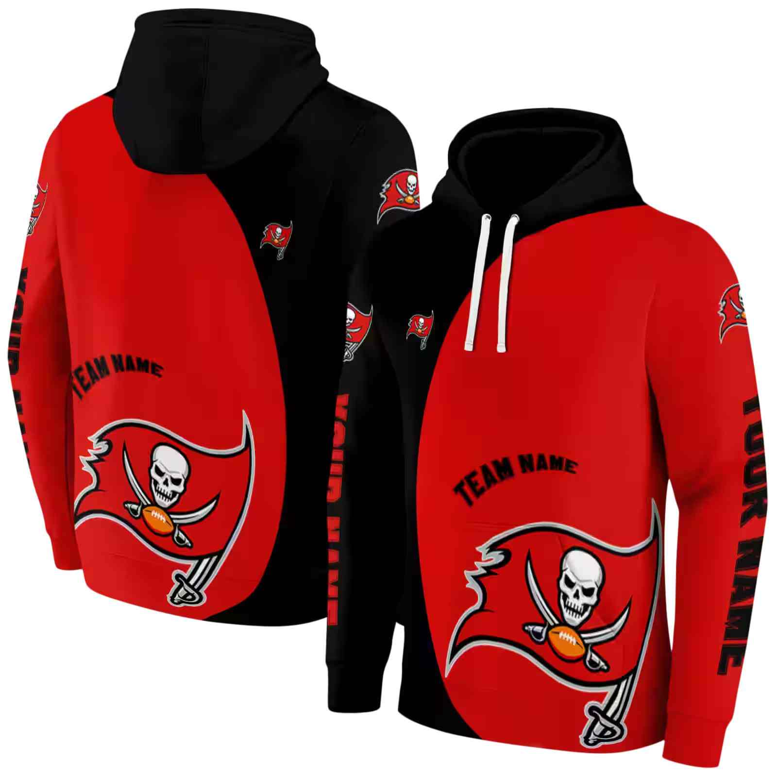 personalized tampa bay buccaneers minimalist design red black hoodie fashion forward