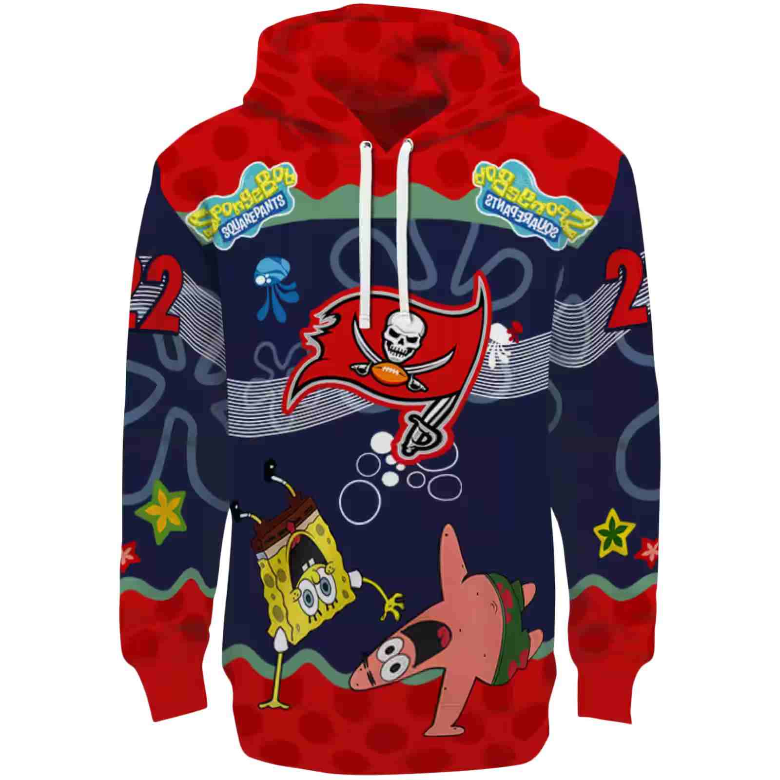 Personalized Tampa Bay Buccaneers Spongebob Patrick Star Red Navy Hoodie