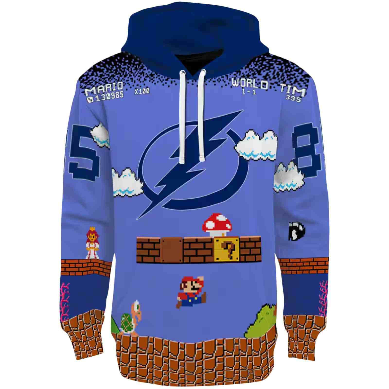 Personalized Tampa Bay Lightning Mario Blue Black Hoodie