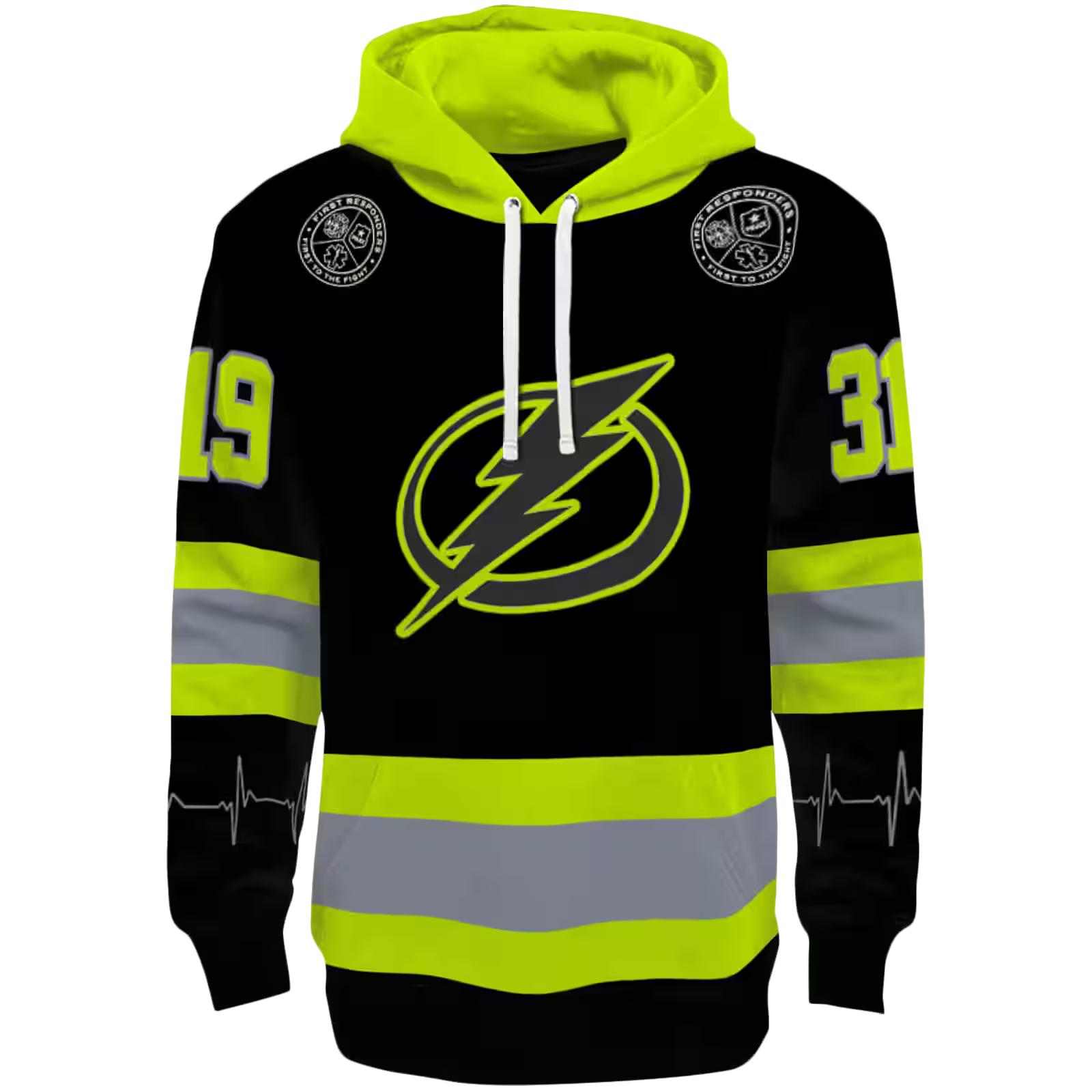 Personalized Tampa Bay Lightning Safety Motif Black Neon Green Hoodie