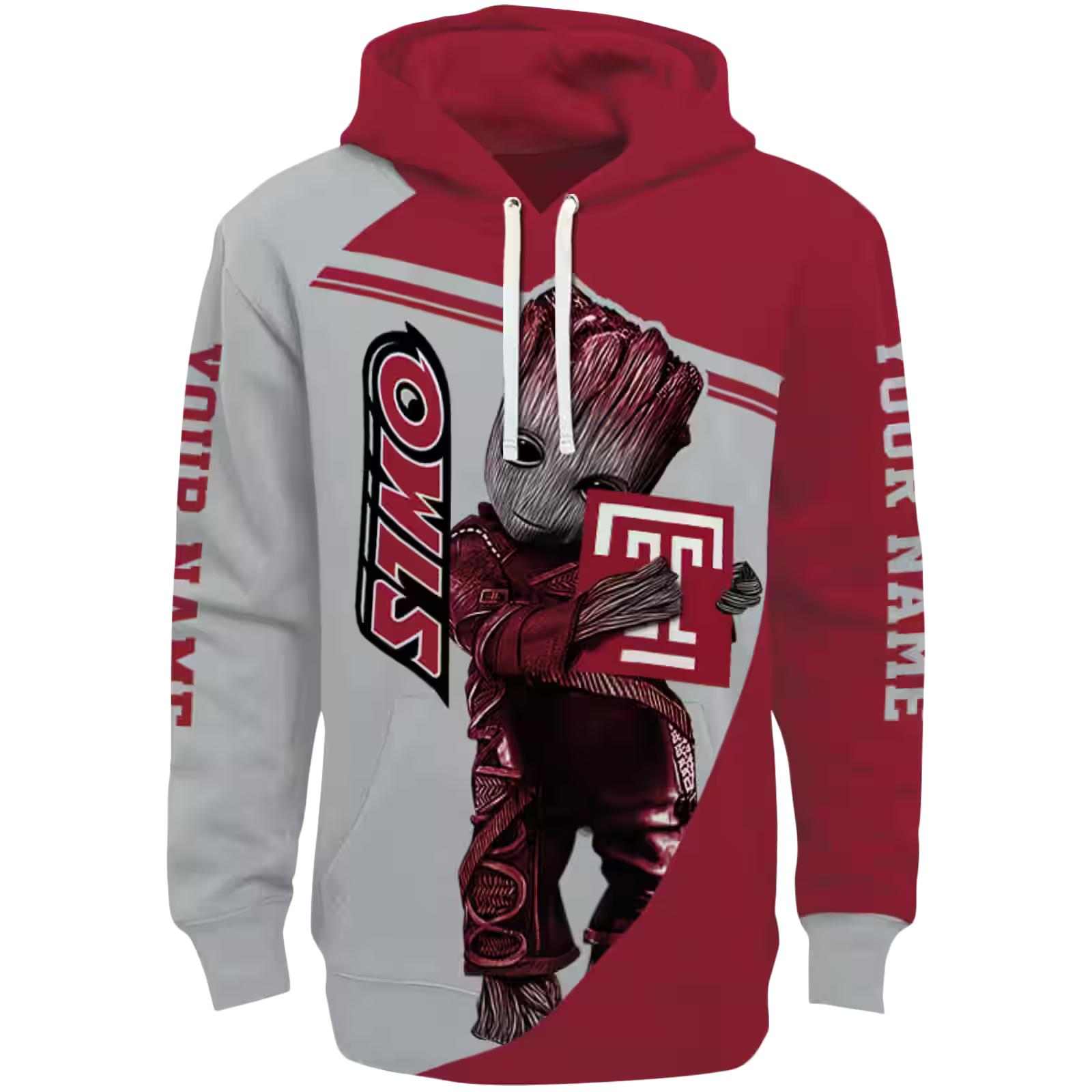 Personalized Temple Owls Groot Red Hoodie