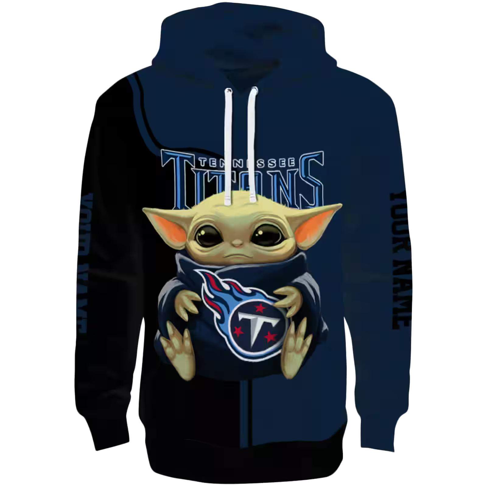 Personalized Tennessee Titans Baby Yoda Navy Black Hoodie