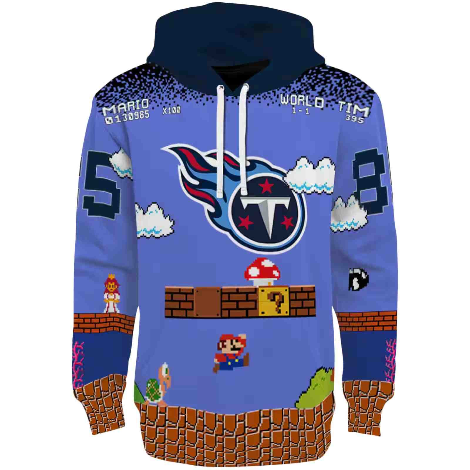 Personalized Tennessee Titans Mario Blue Black Hoodie