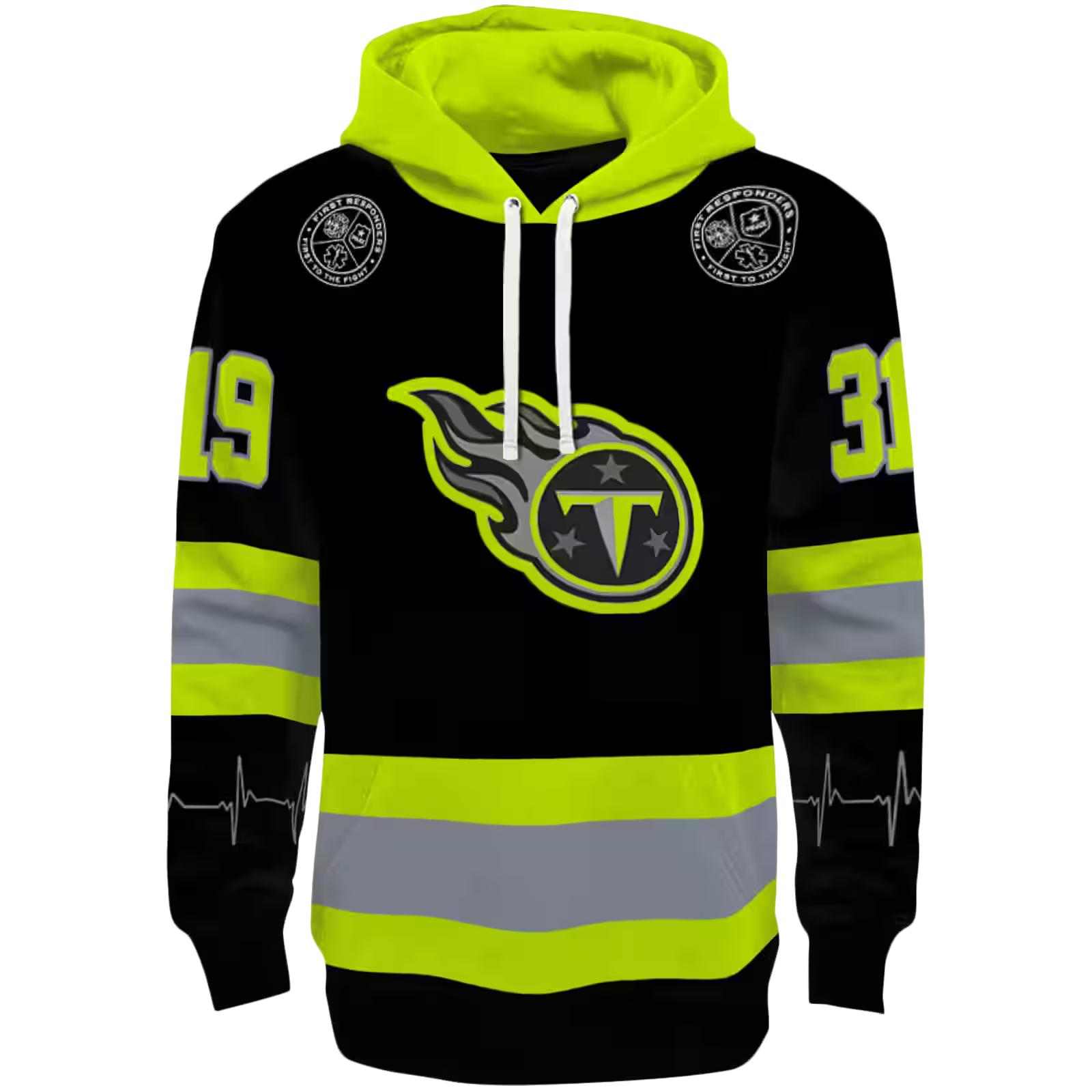 Personalized Tennessee Titans Safety Motif Black Neon Green Hoodie