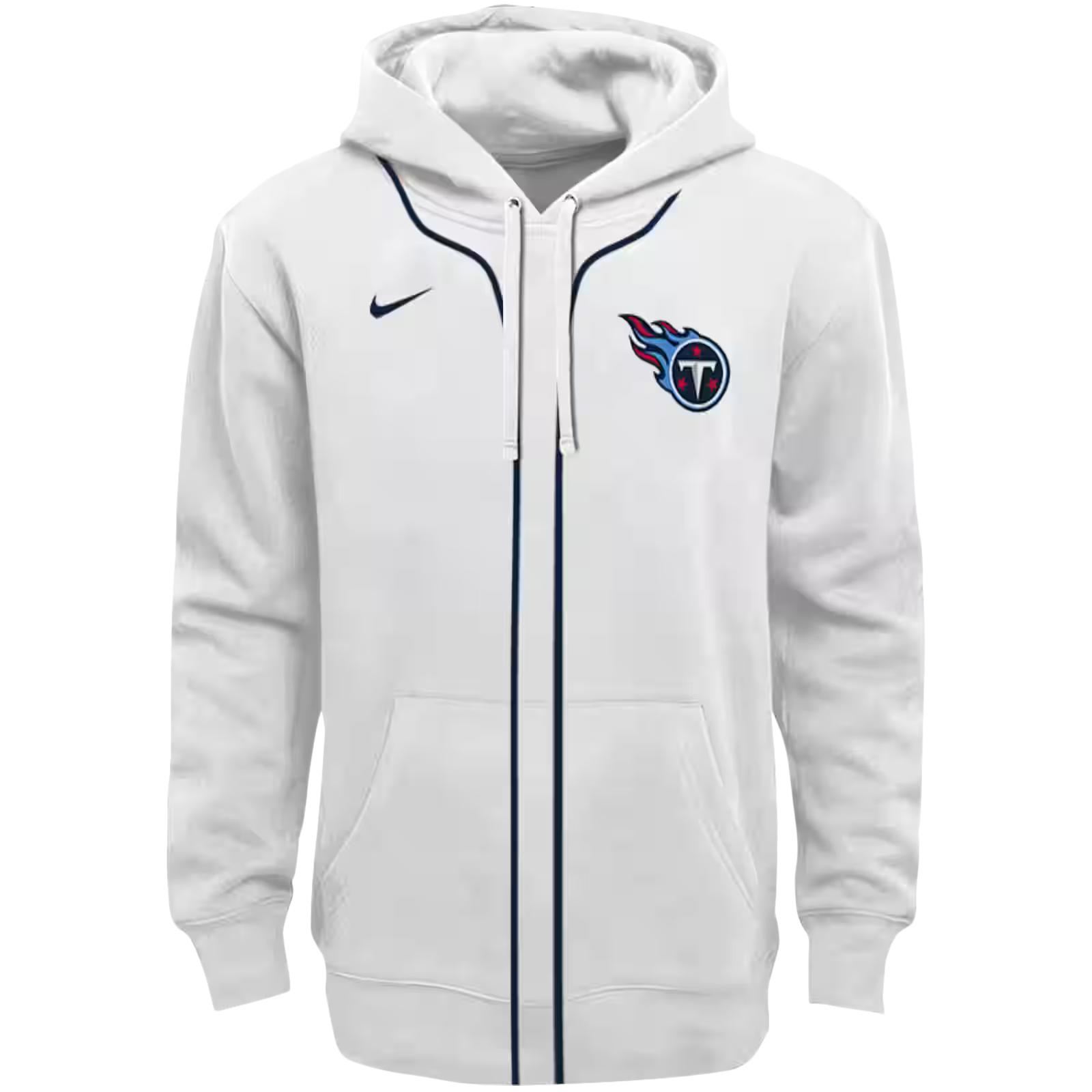 Personalized Tennessee Titans Sporty Stripe White Hoodie