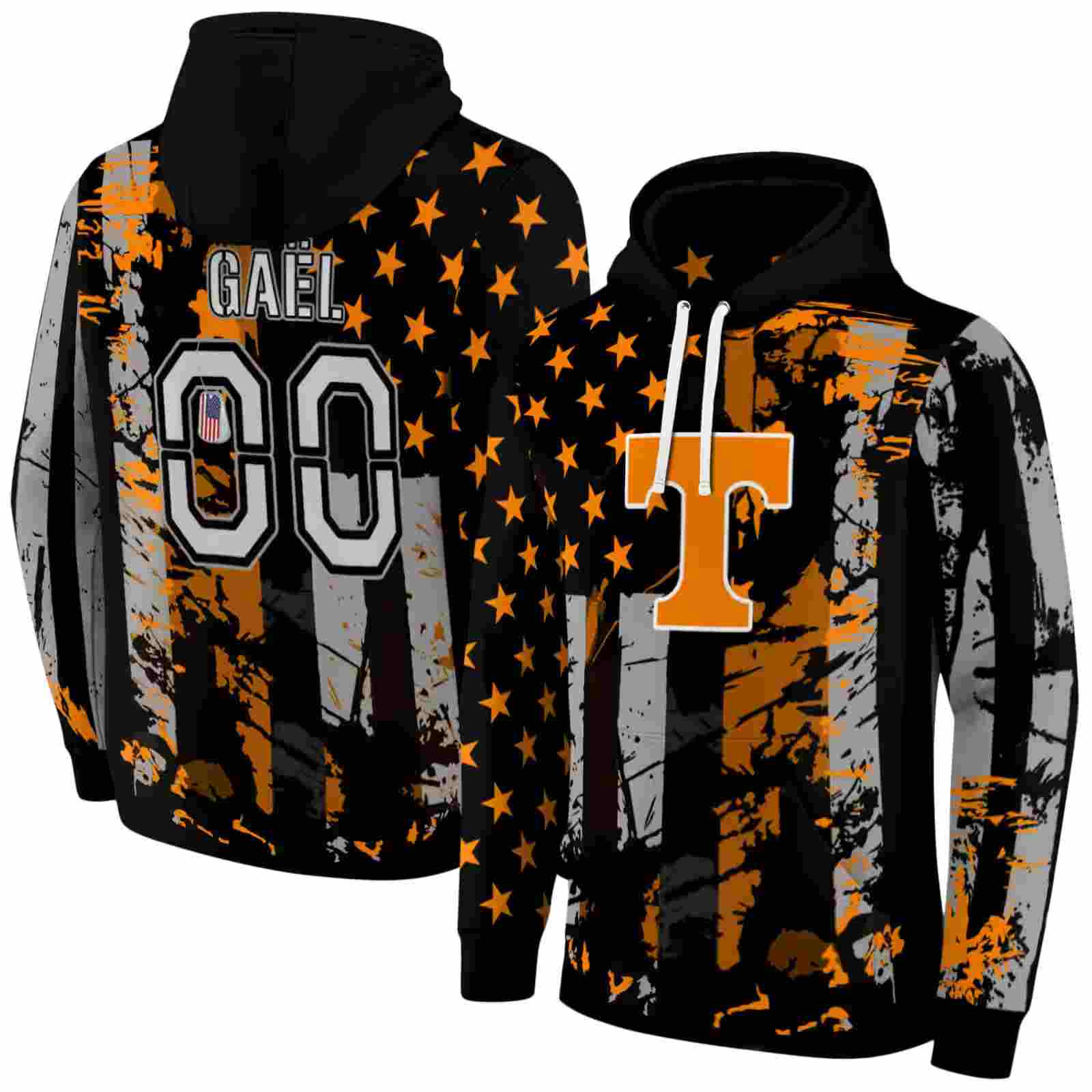 personalized tennessee volunteers distressed flag orange black hoodie fashion forward