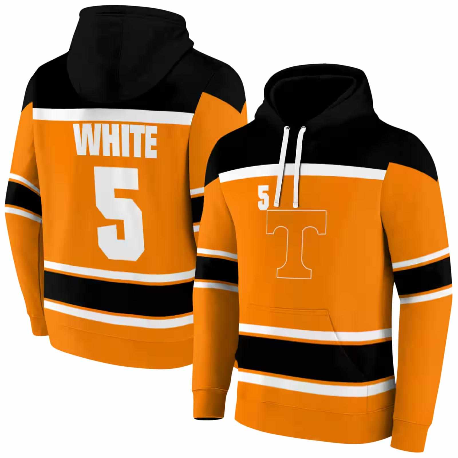 personalized tennessee volunteers striped pattern orange hoodie fashion forward