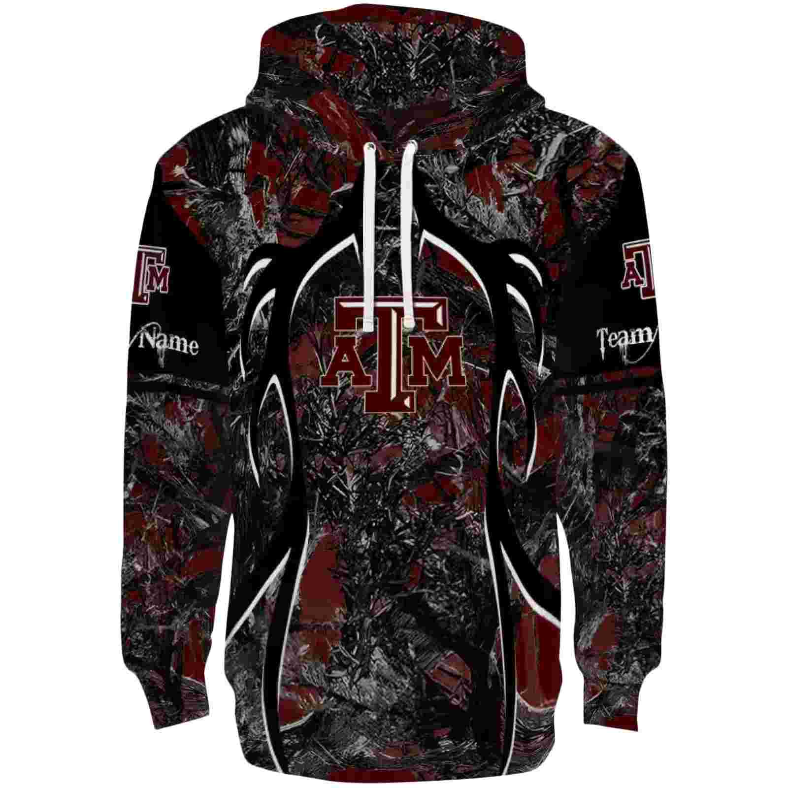 Personalized Texas A&M Aggies Hunting Theme Maroon Black Hoodie