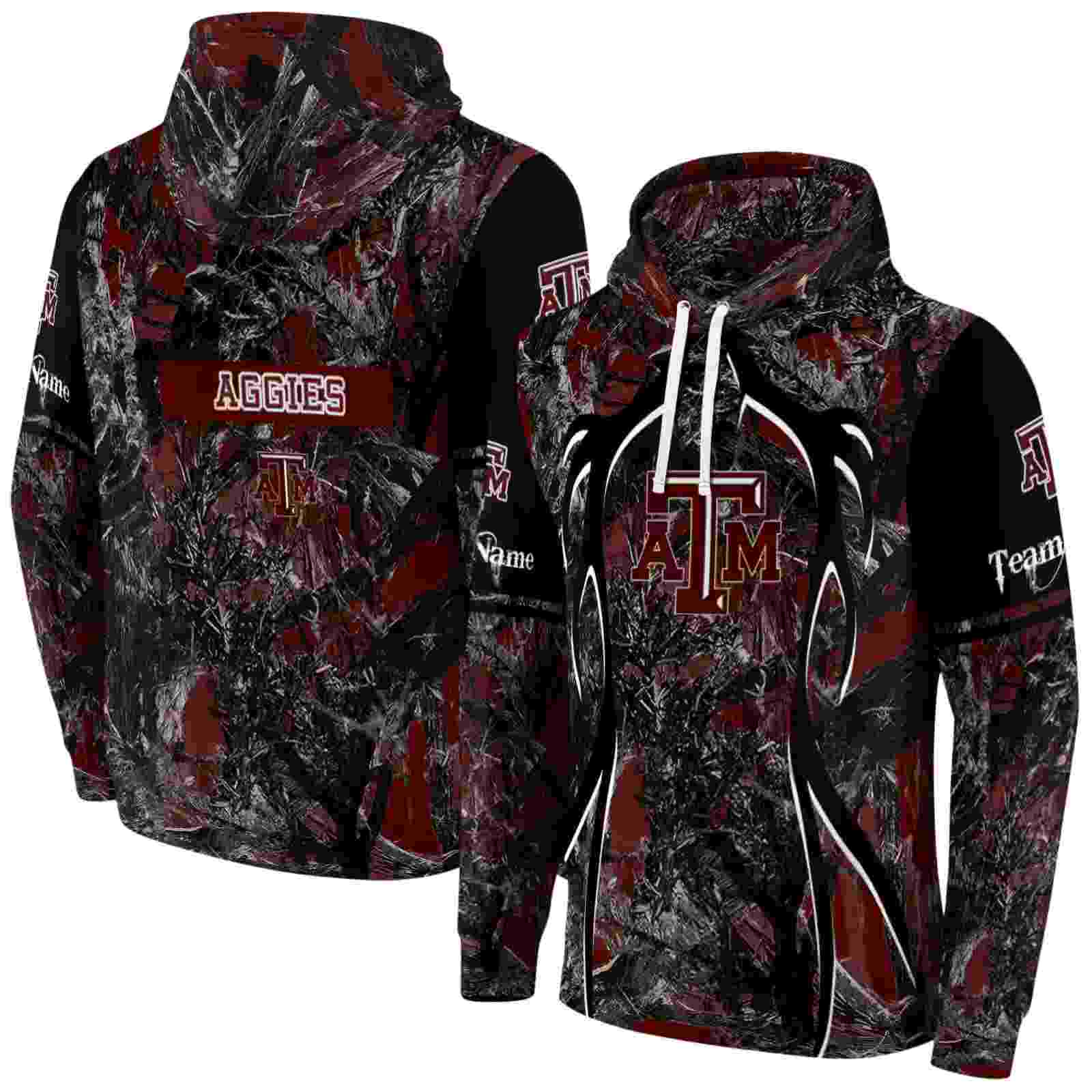 personalized texas am aggies hunting theme maroon black hoodie fashion forward