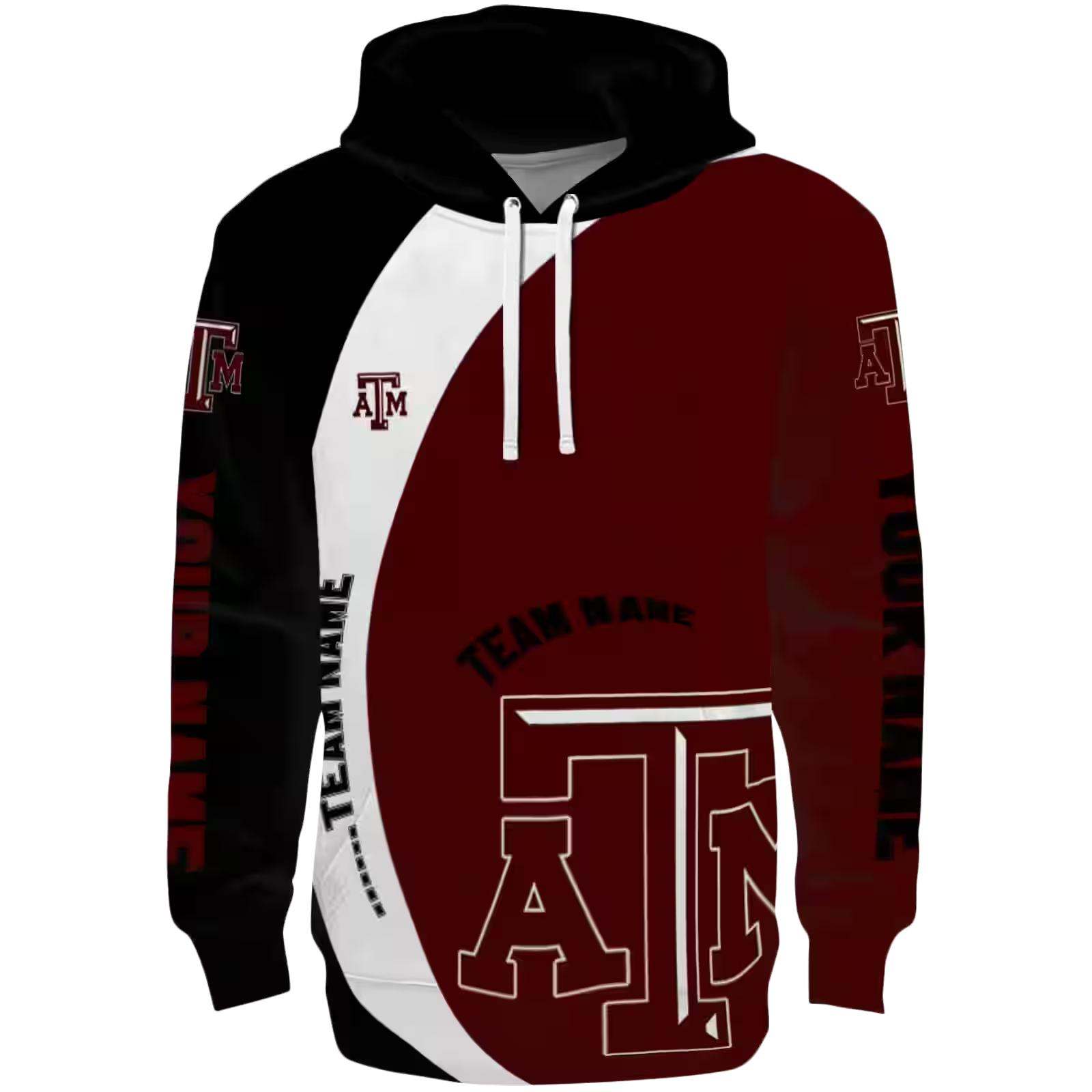 Personalized Texas A&M Aggies Minimalist Design Maroon Black Hoodie