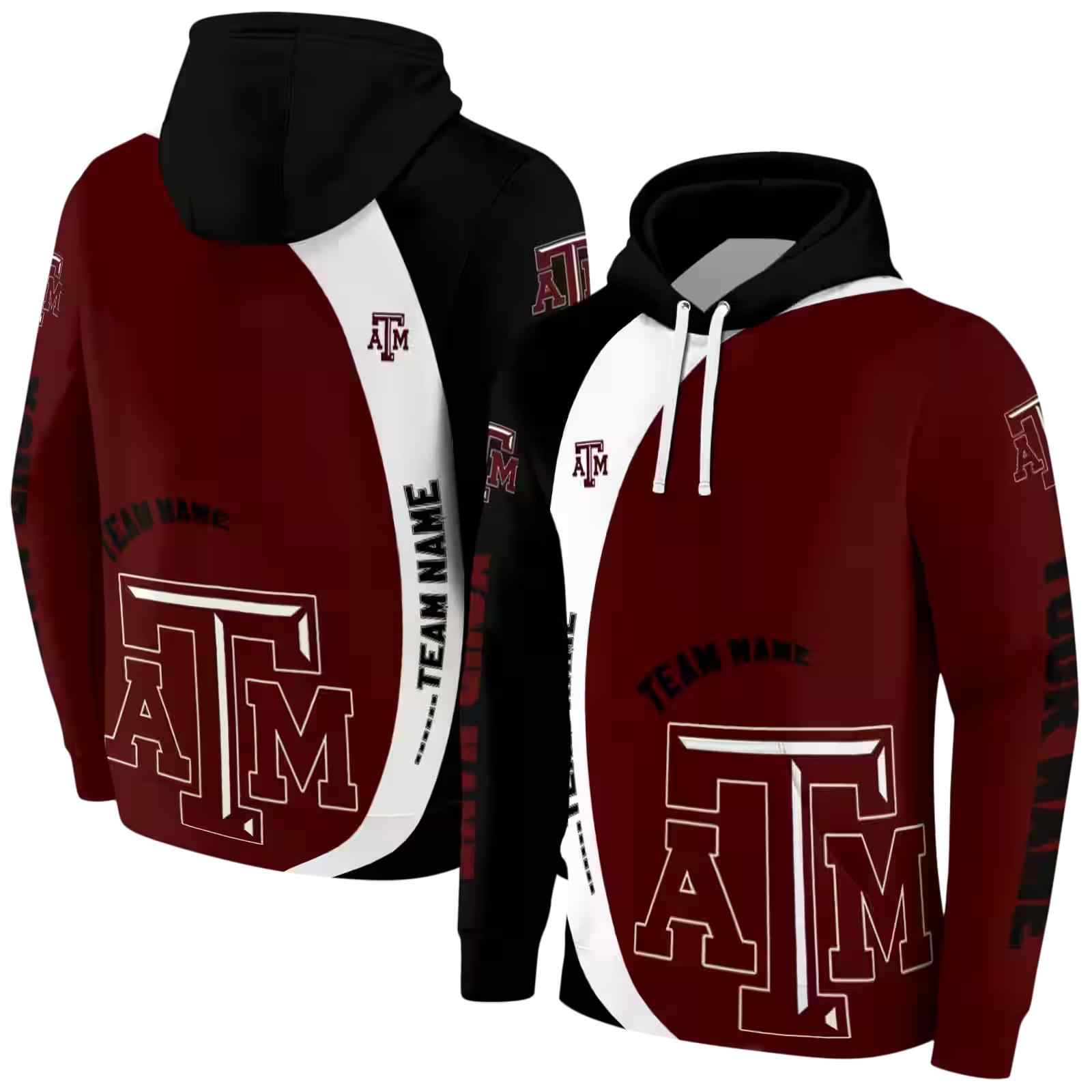 personalized texas am aggies minimalist design maroon black hoodie fashion forward