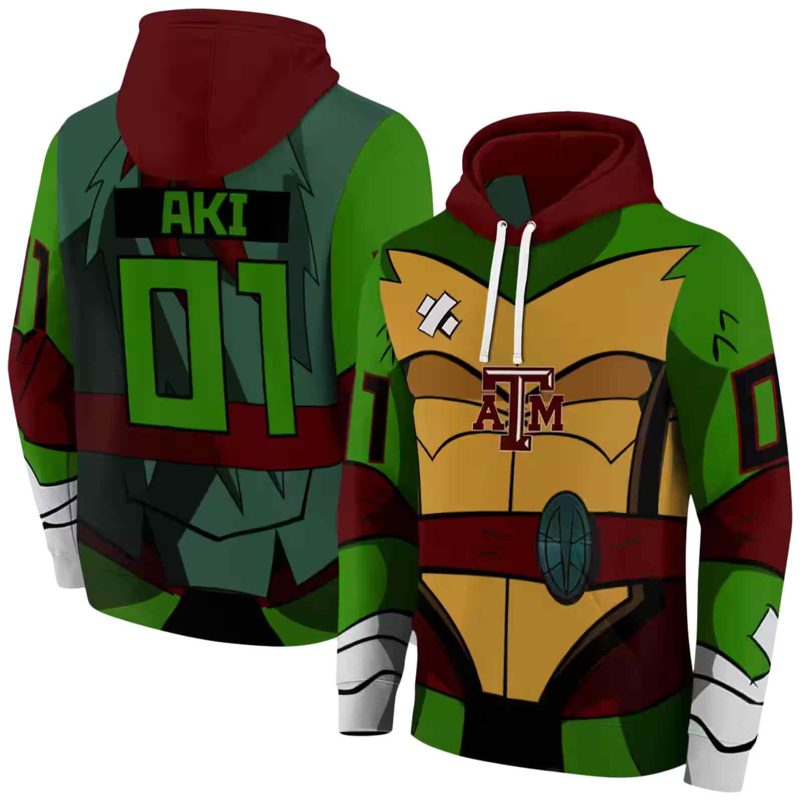 personalized texas am aggies superhero armor maroon green hoodie fashion forward