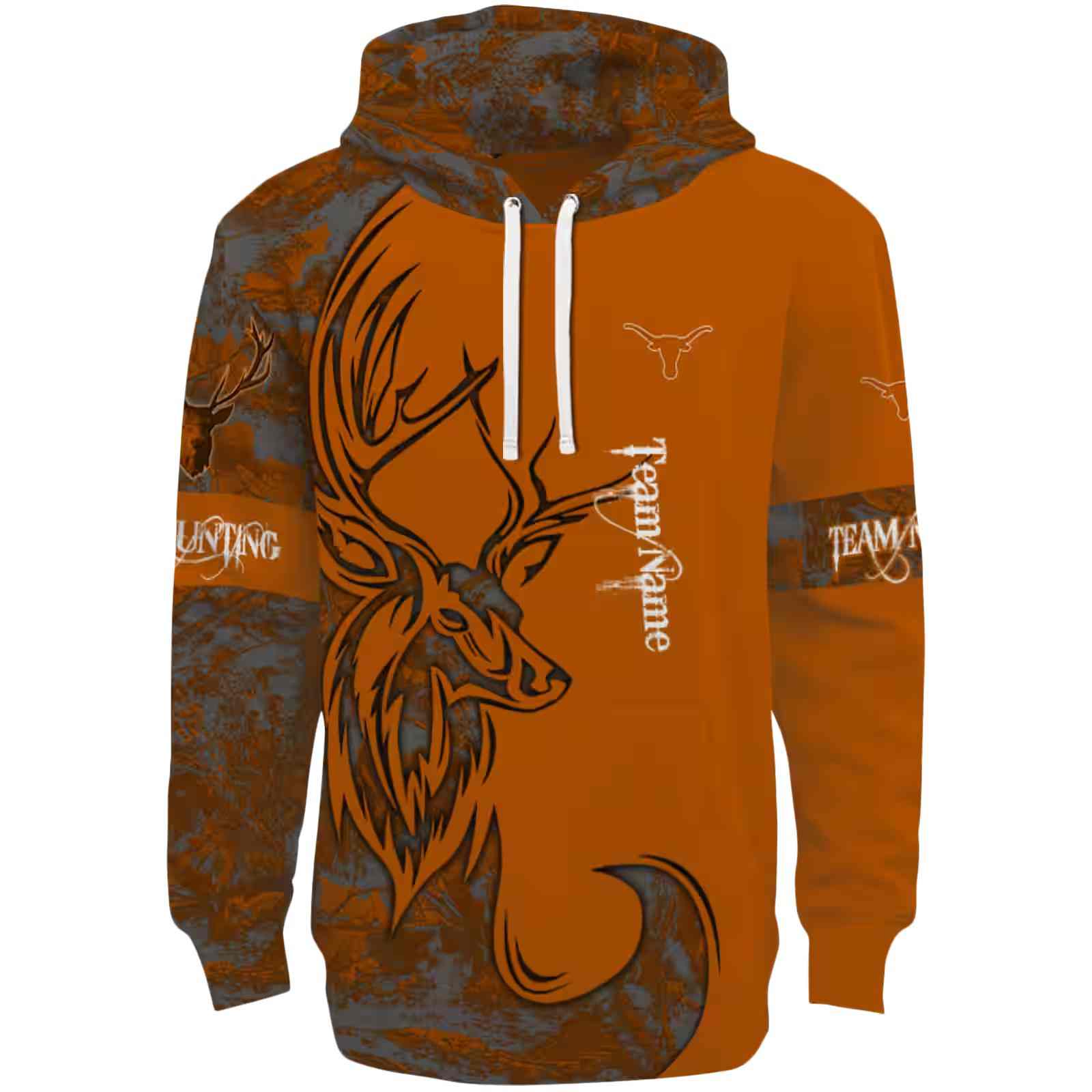 Personalized Texas Longhorns Deer Silhouette Orange Hoodie