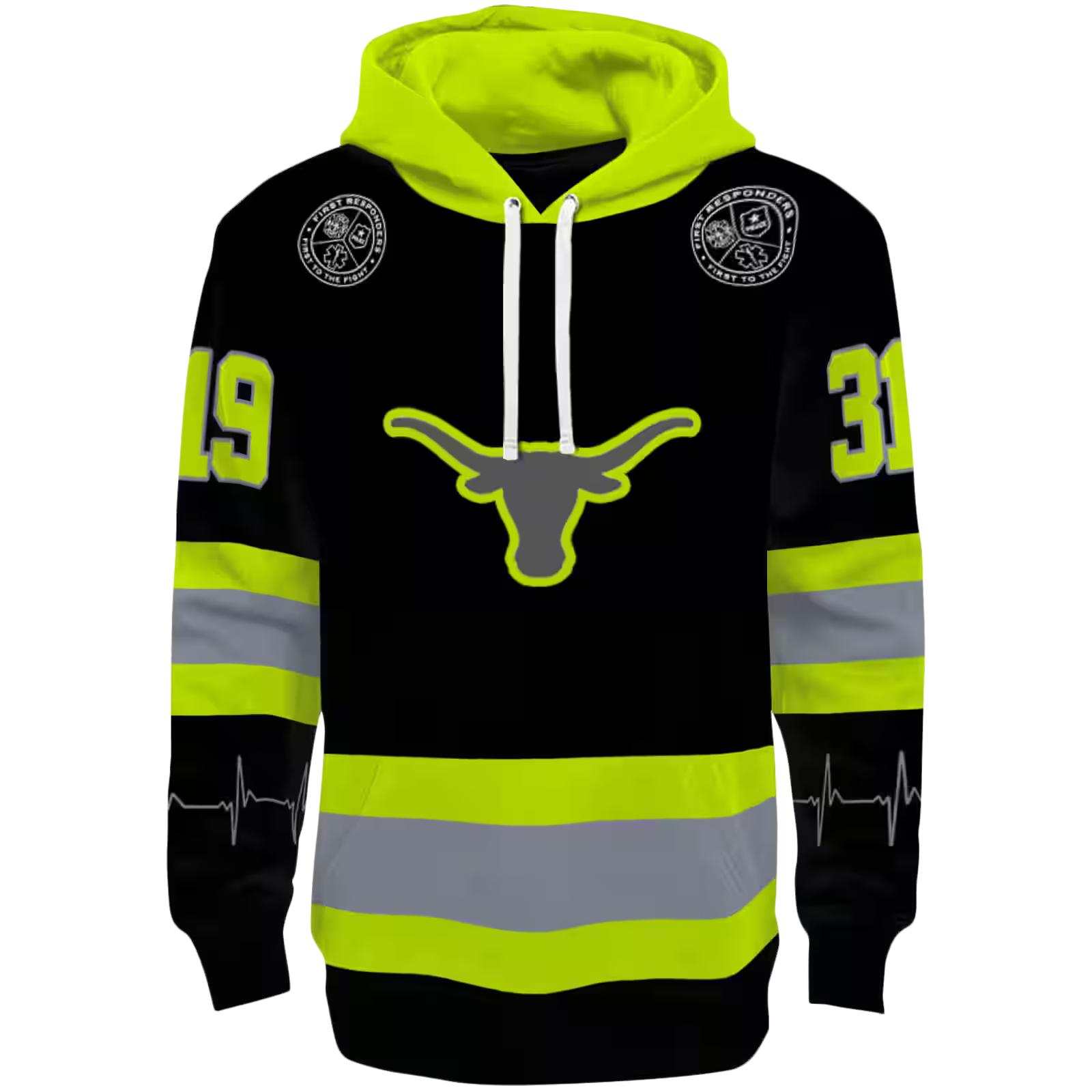 Personalized Texas Longhorns Safety Motif Black Neon Green Hoodie