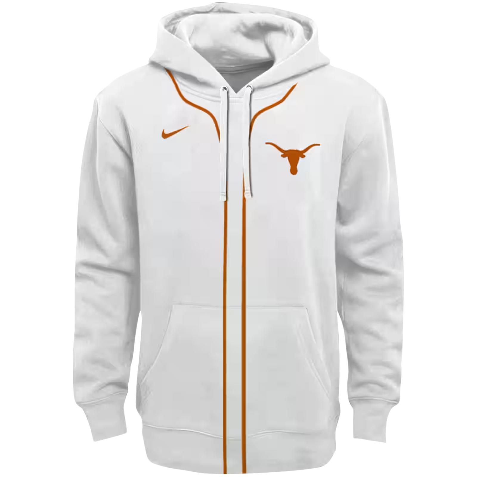 Personalized Texas Longhorns Sporty Stripe White Hoodie