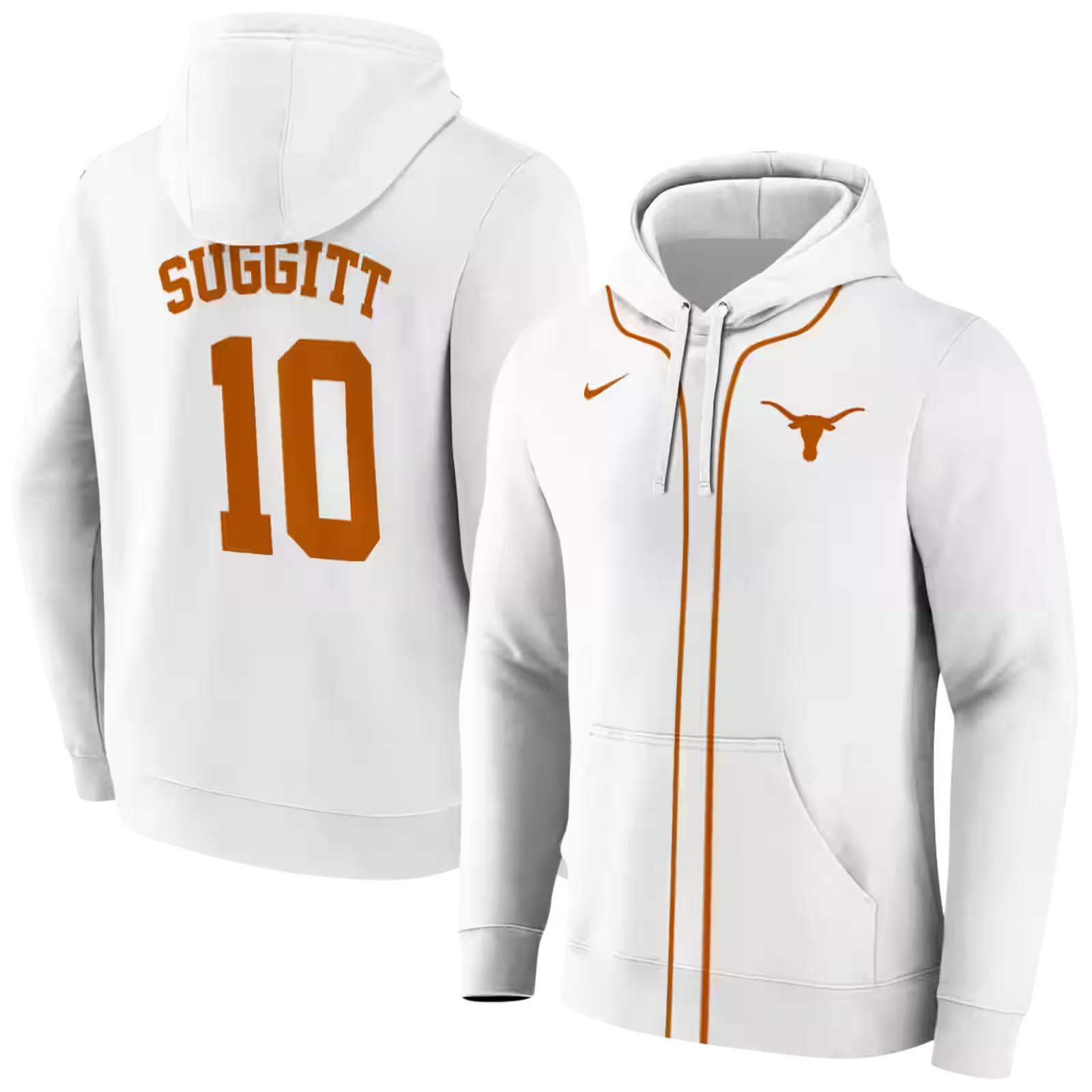 personalized texas longhorns sporty stripe white hoodie fashion forward