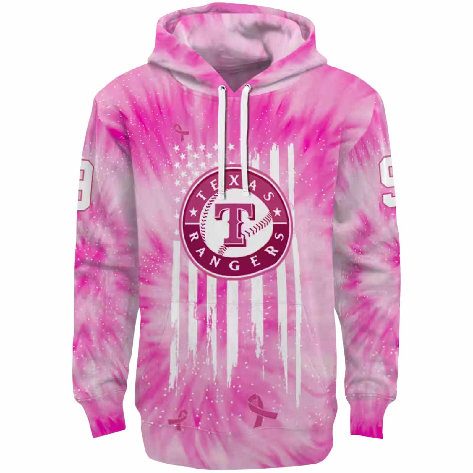 Personalized Texas Rangers Cancer Support Pink Hoodie