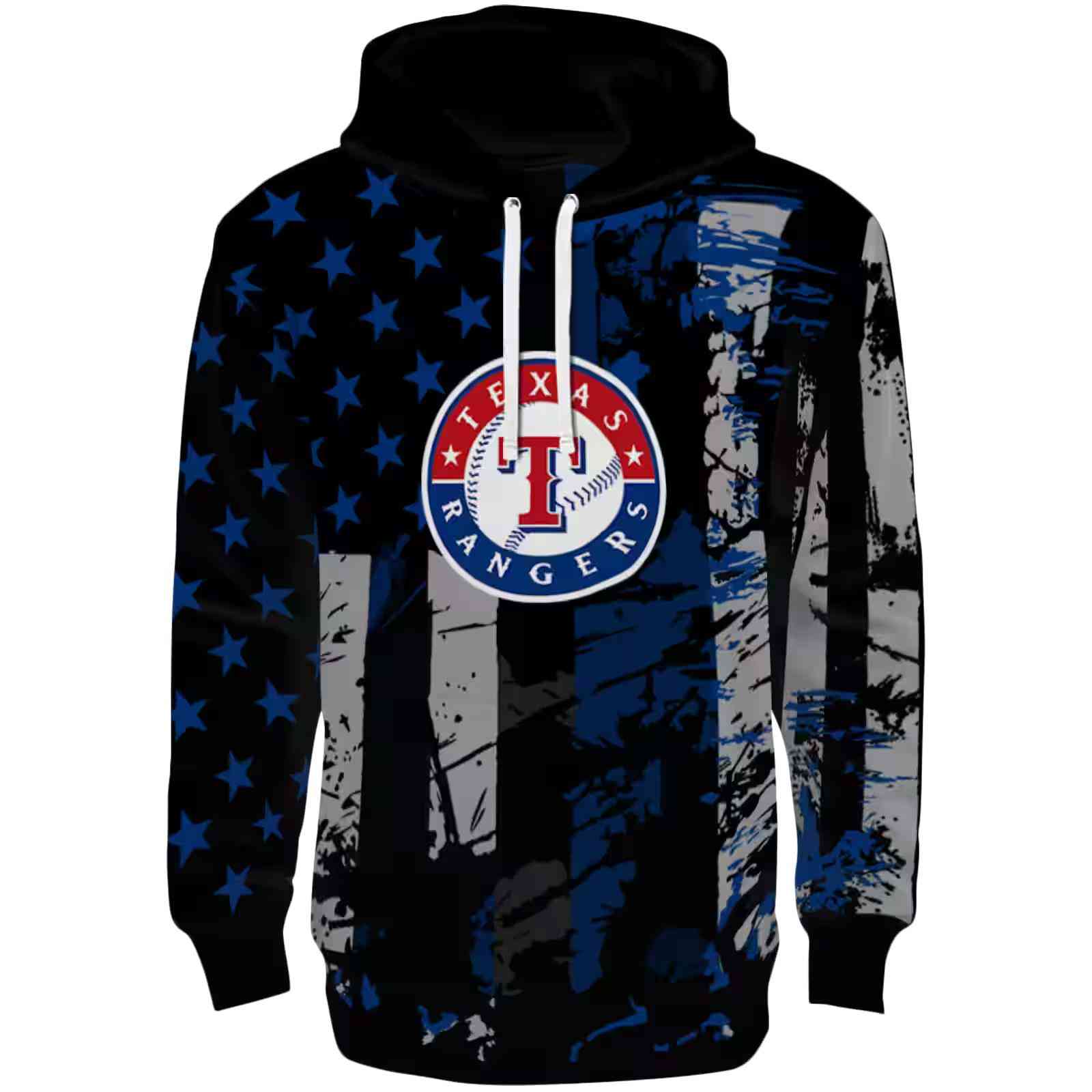 Personalized Texas Rangers Distressed Flag Blue Black Hoodie