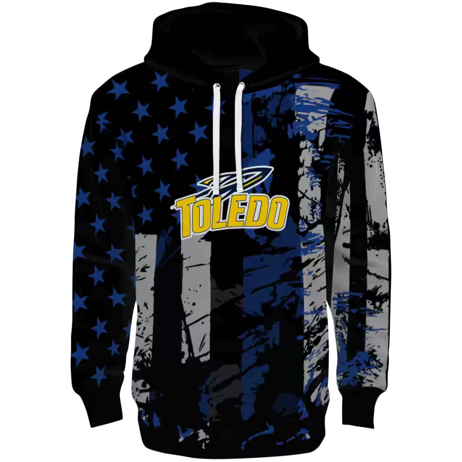 Personalized Toledo Rockets Distressed Flag Blue Black Hoodie