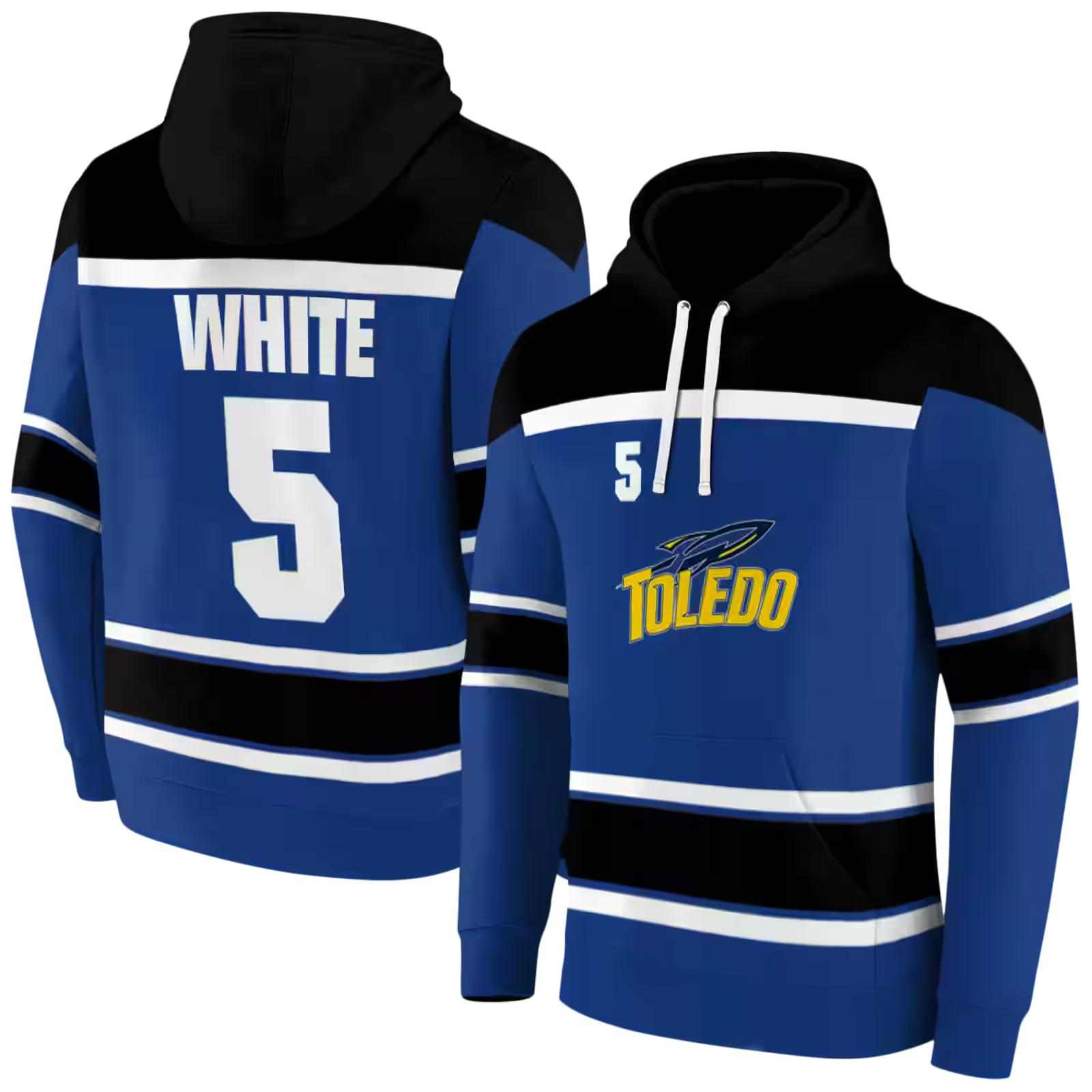 personalized toledo rockets striped pattern blue hoodie fashion forward