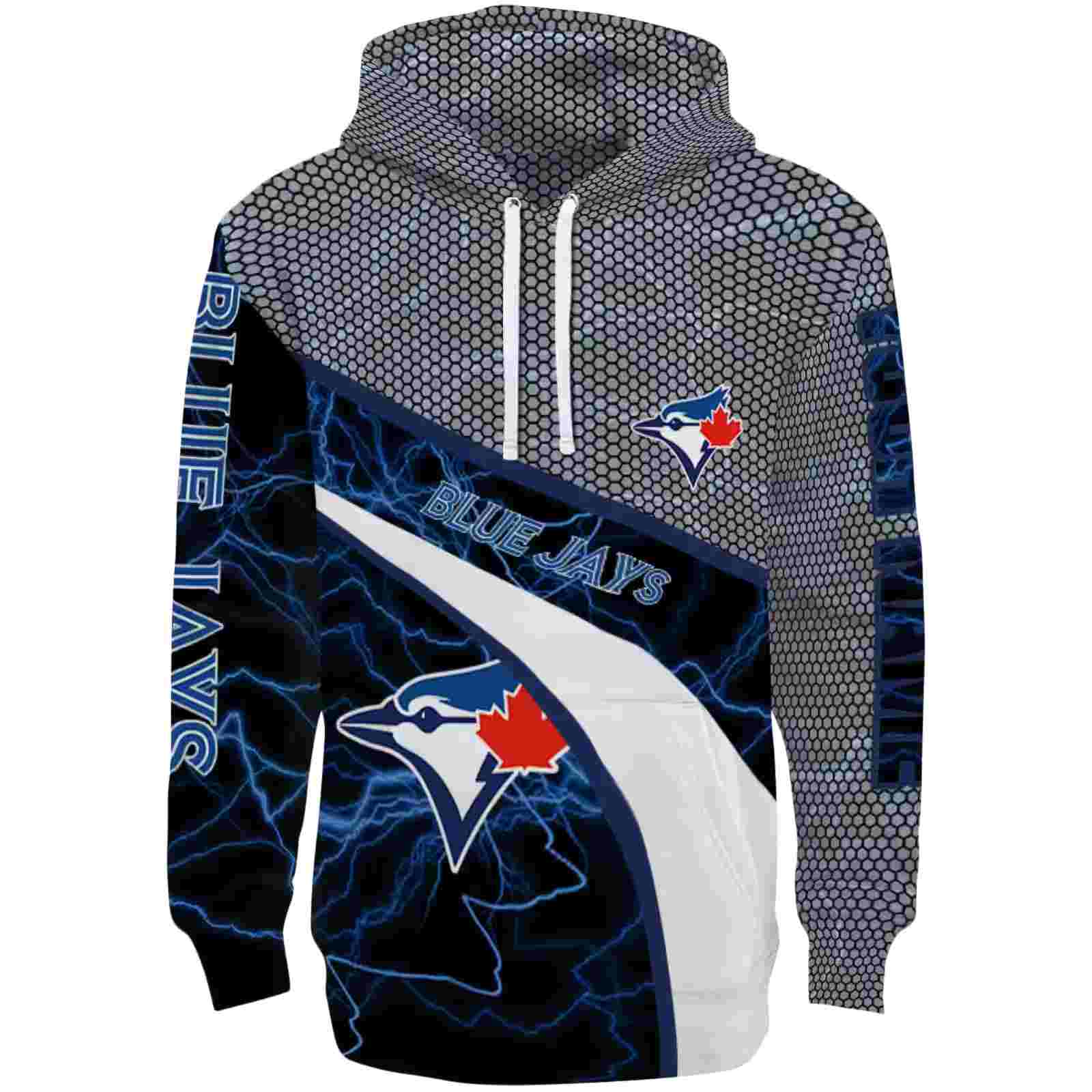 Personalized Toronto Blue Jays Hexagonal Mesh Blue Black Gray Hoodie