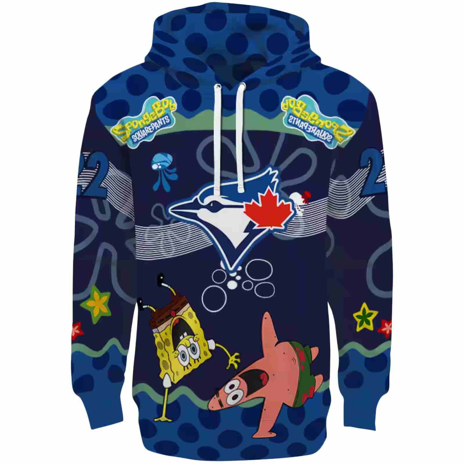 Personalized Toronto Blue Jays Spongebob Patrick Star Blue Navy Hoodie