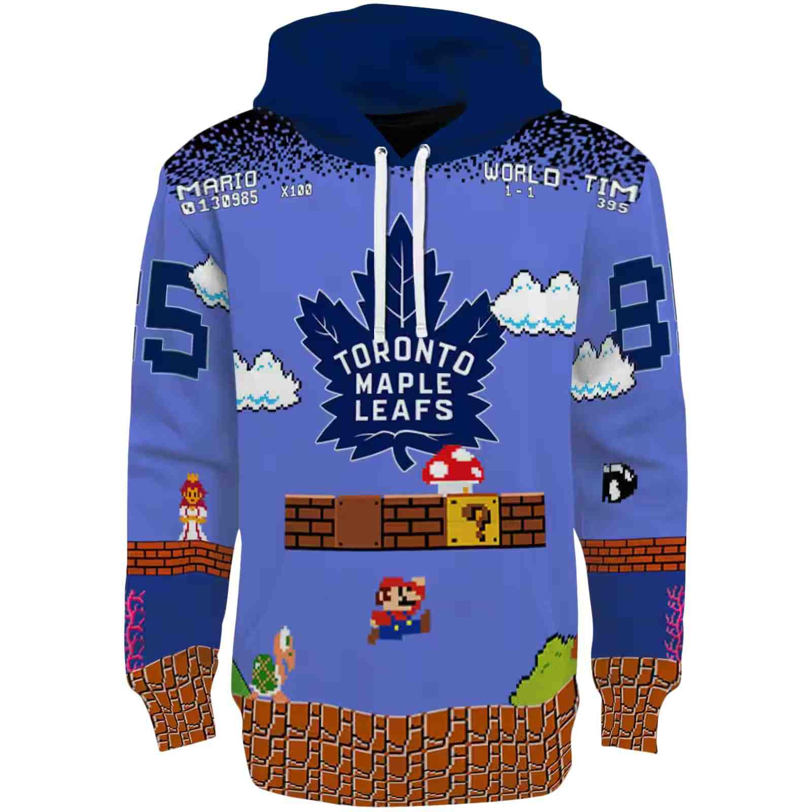 Personalized Toronto Maple Leafs Mario Blue Black Hoodie