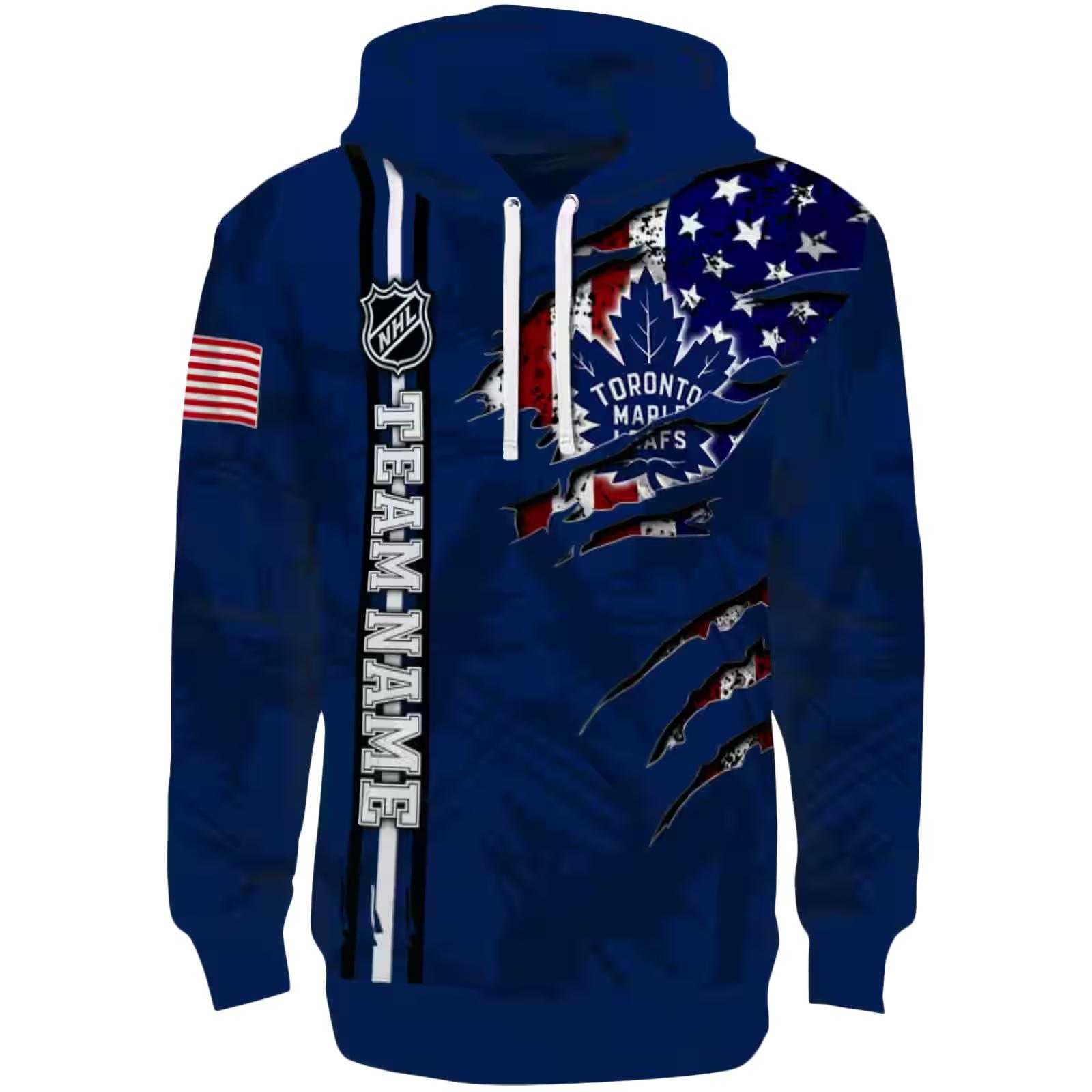 Personalized Toronto Maple Leafs Ripped Flag Blue Hoodie