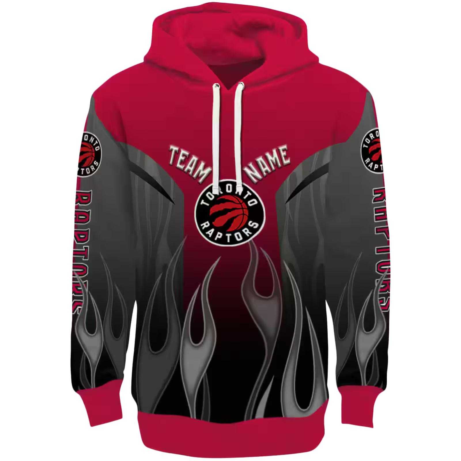 Personalized Toronto Raptors Flame Design Red Hoodie