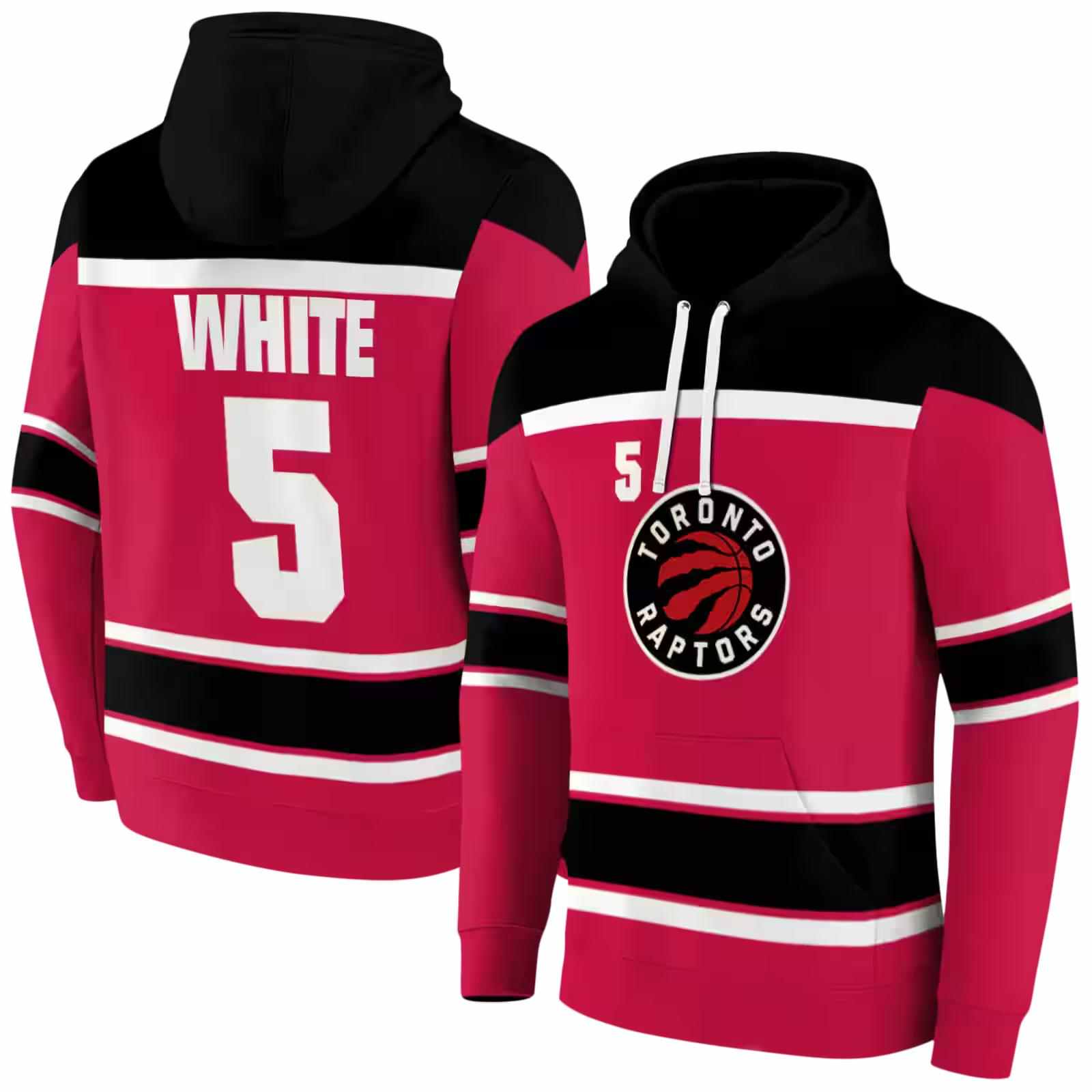 personalized toronto raptors striped pattern red hoodie fashion forward