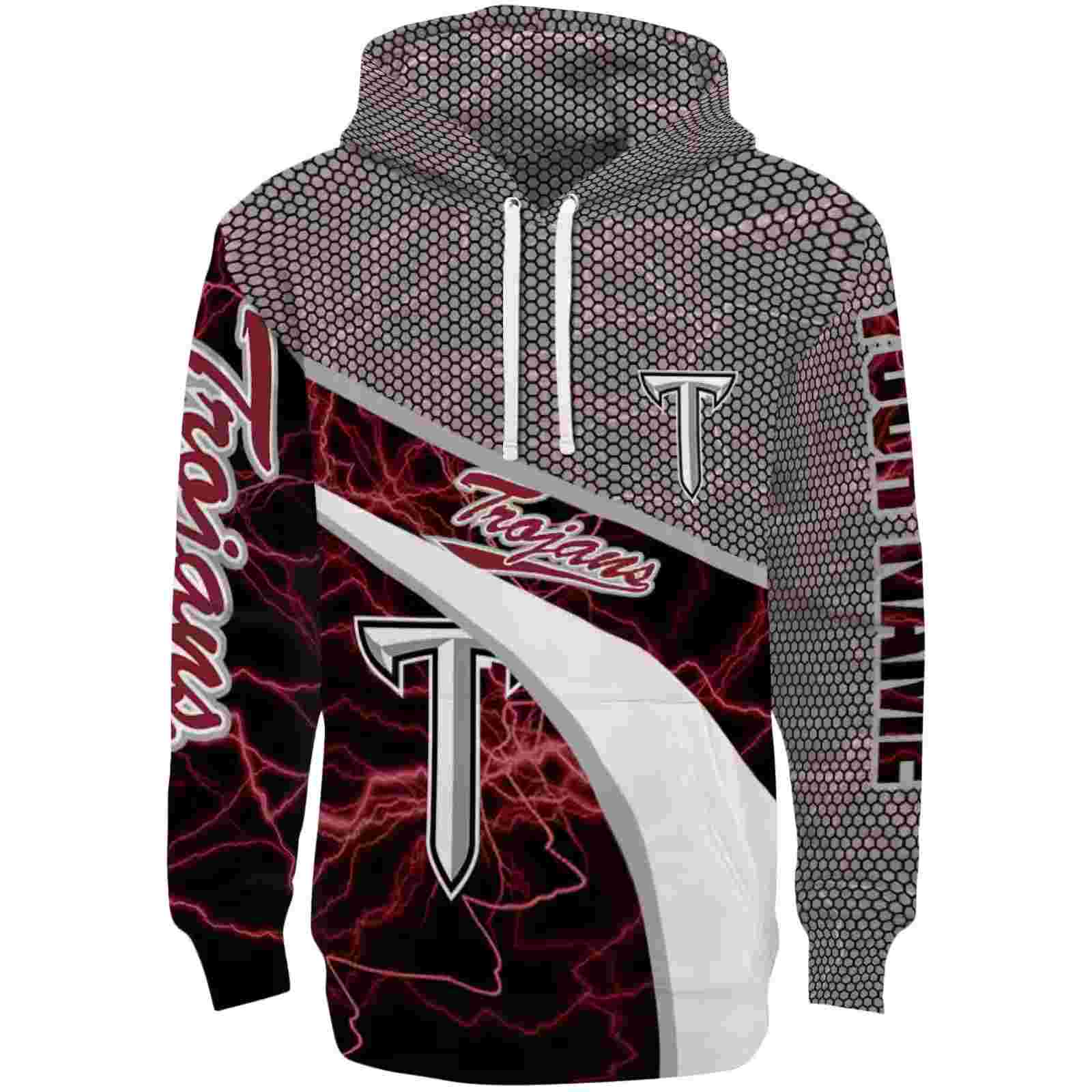 Personalized Troy Trojans Hexagonal Mesh Red Black Gray Hoodie