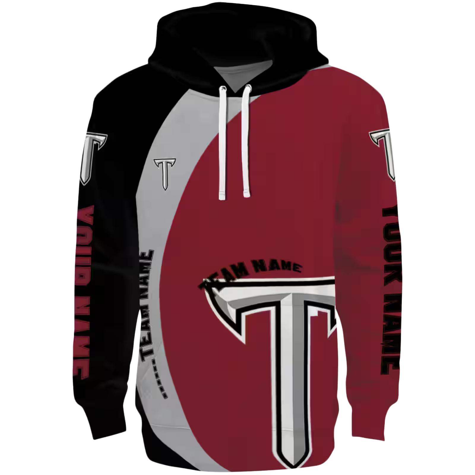Personalized Troy Trojans Minimalist Design Red Black Hoodie