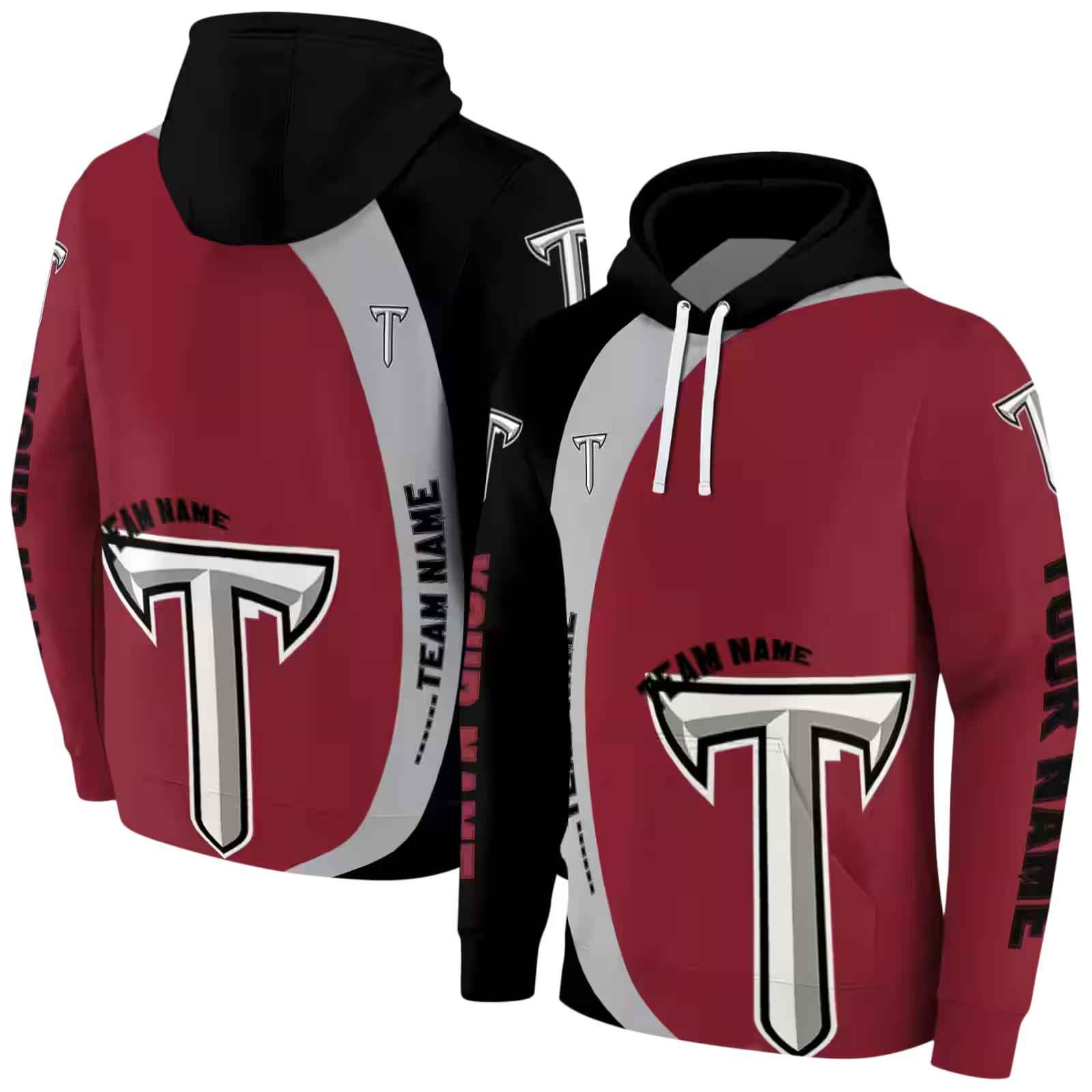 personalized troy trojans minimalist design red black hoodie fashion forward