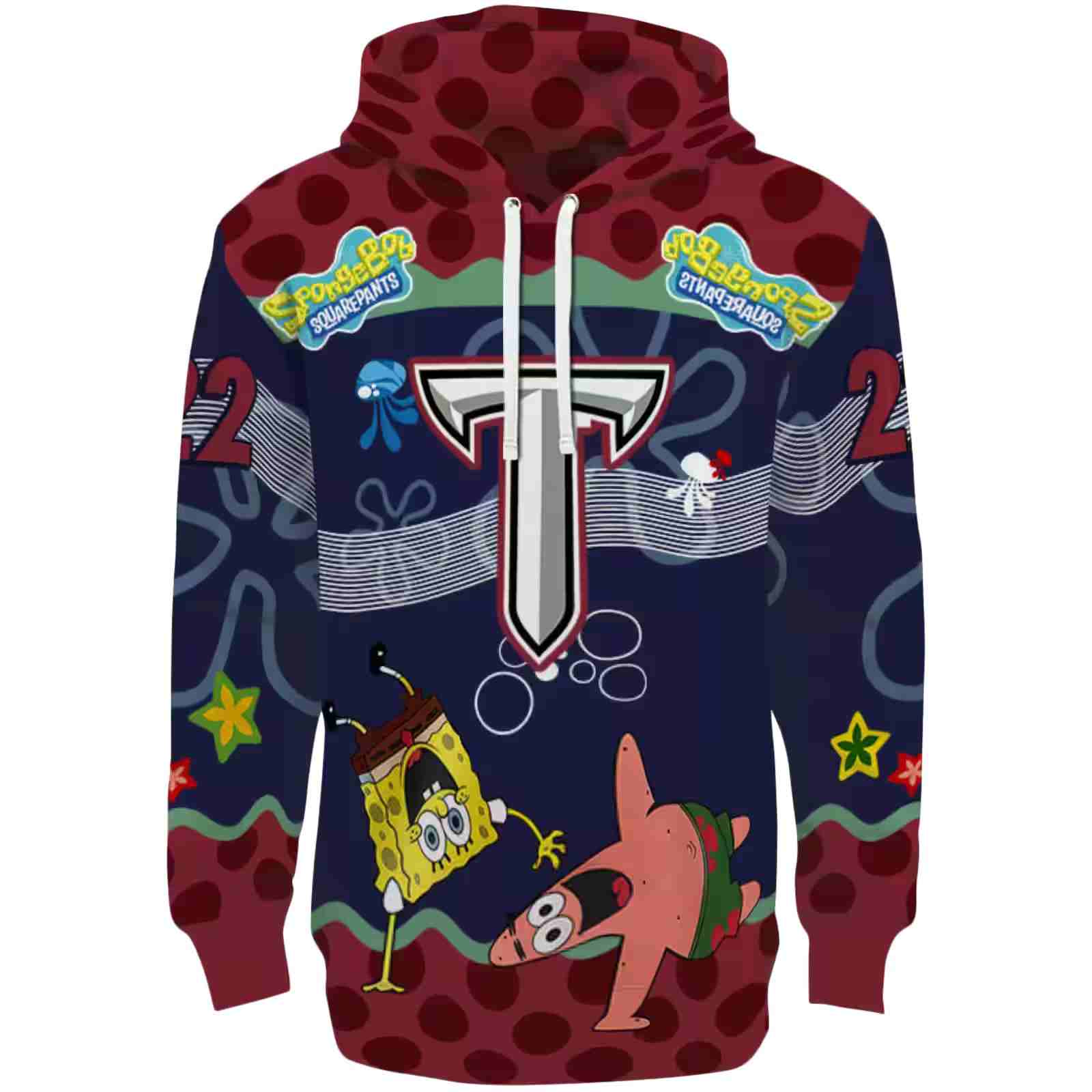 Personalized Troy Trojans Spongebob Patrick Star Red Navy Hoodie