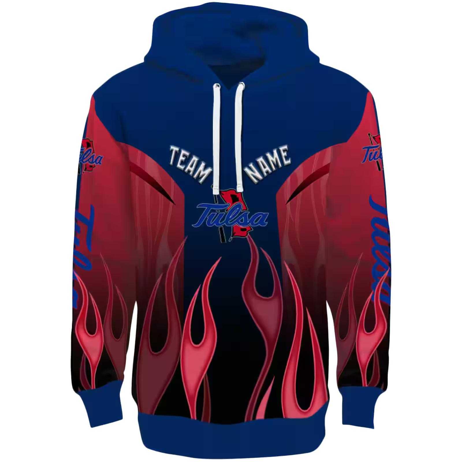 Personalized Tulsa Golden Hurricane Flame Design Blue Hoodie