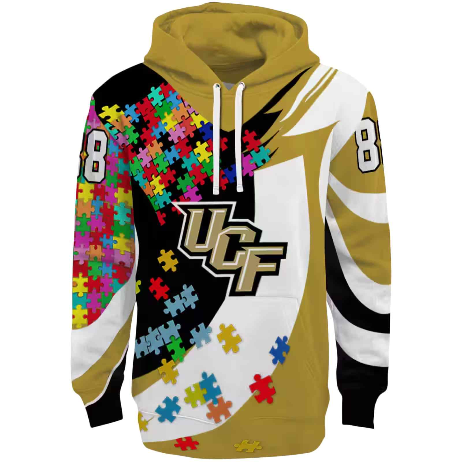 Personalized UCF Knights Puzzle Pieces Gold Hoodie