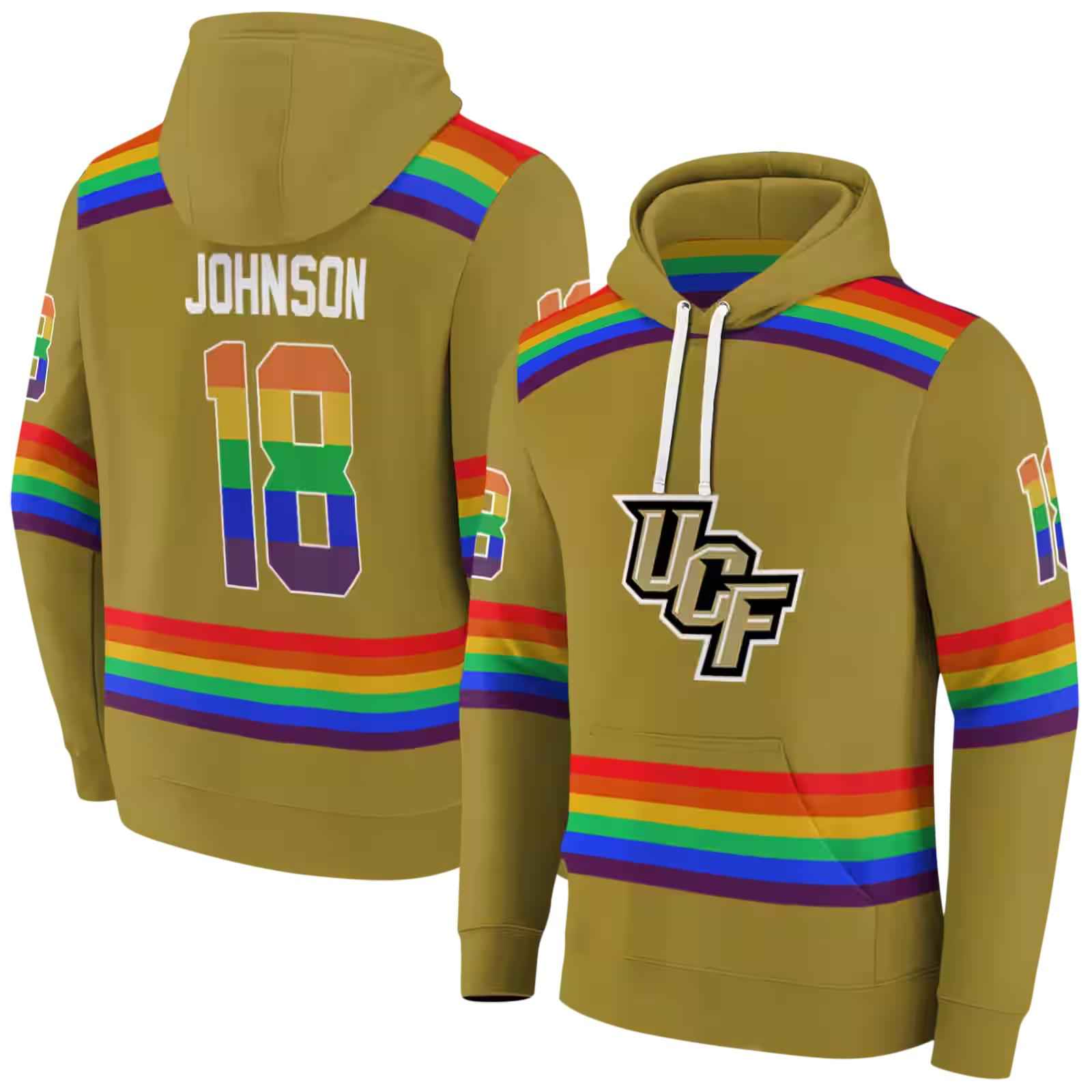 personalized ucf knights rainbow stripes gold hoodie fashion forward