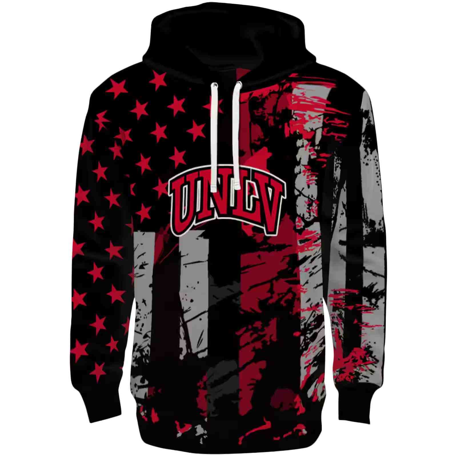 Personalized UNLV Rebels Distressed Flag Red Black Hoodie
