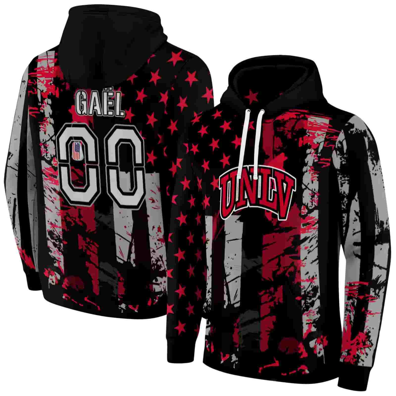 personalized unlv rebels distressed flag red black hoodie fashion forward