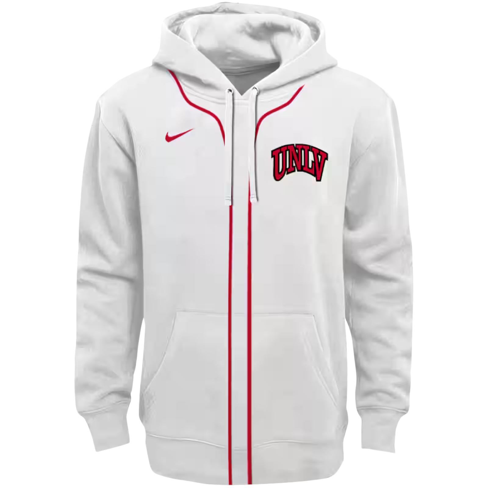 Personalized UNLV Rebels Sporty Stripe White Hoodie