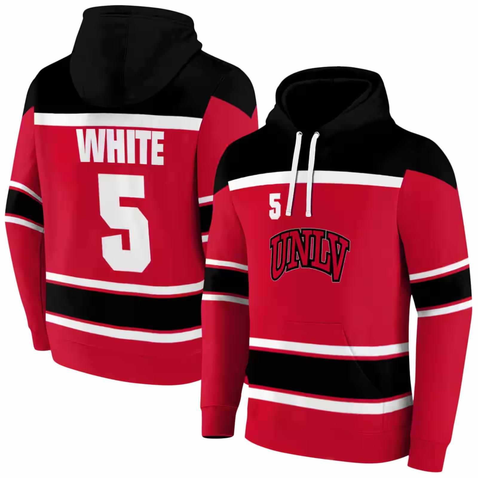 personalized unlv rebels striped pattern red hoodie fashion forward