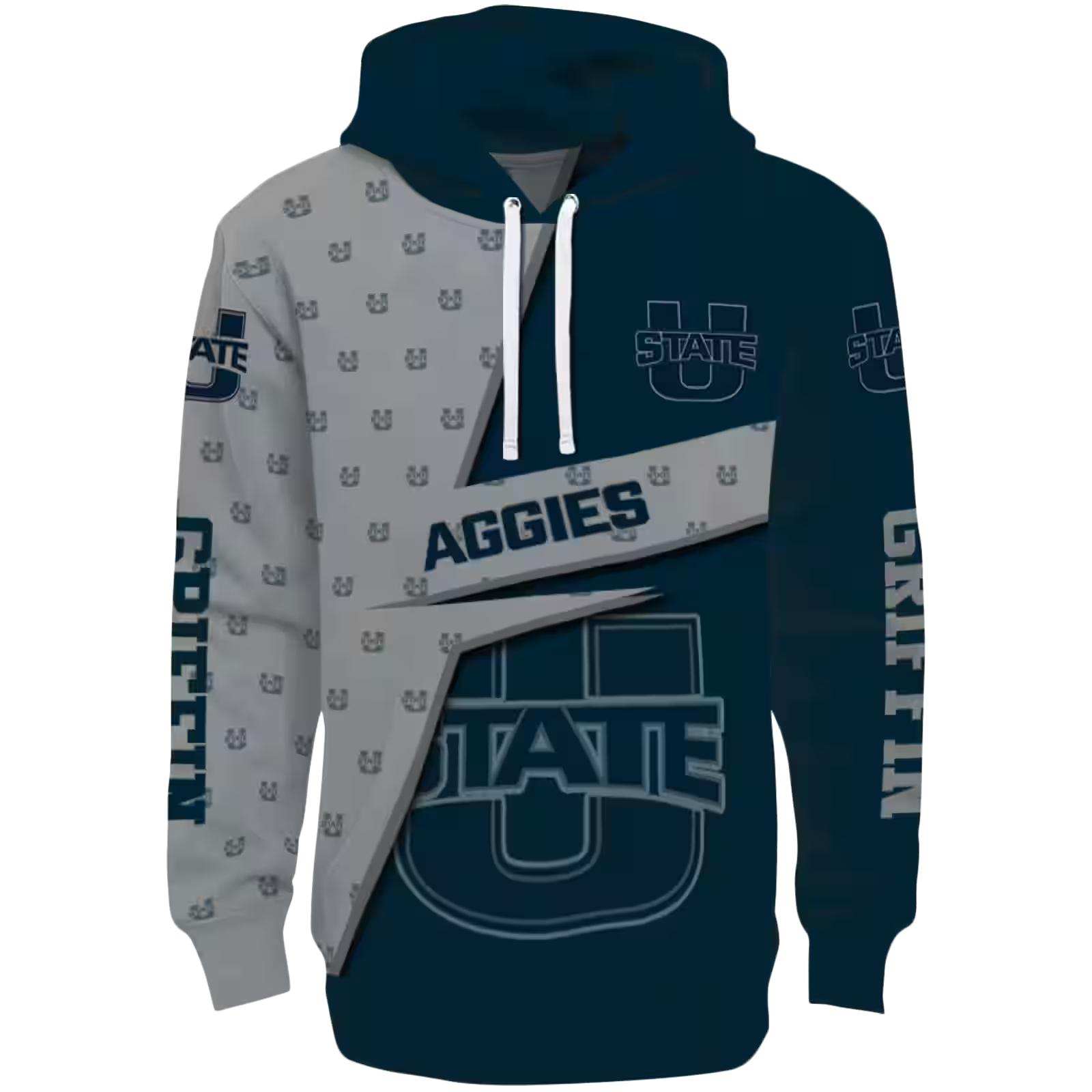 Personalized Utah State Aggies Abstract Shape Navy Hoodie