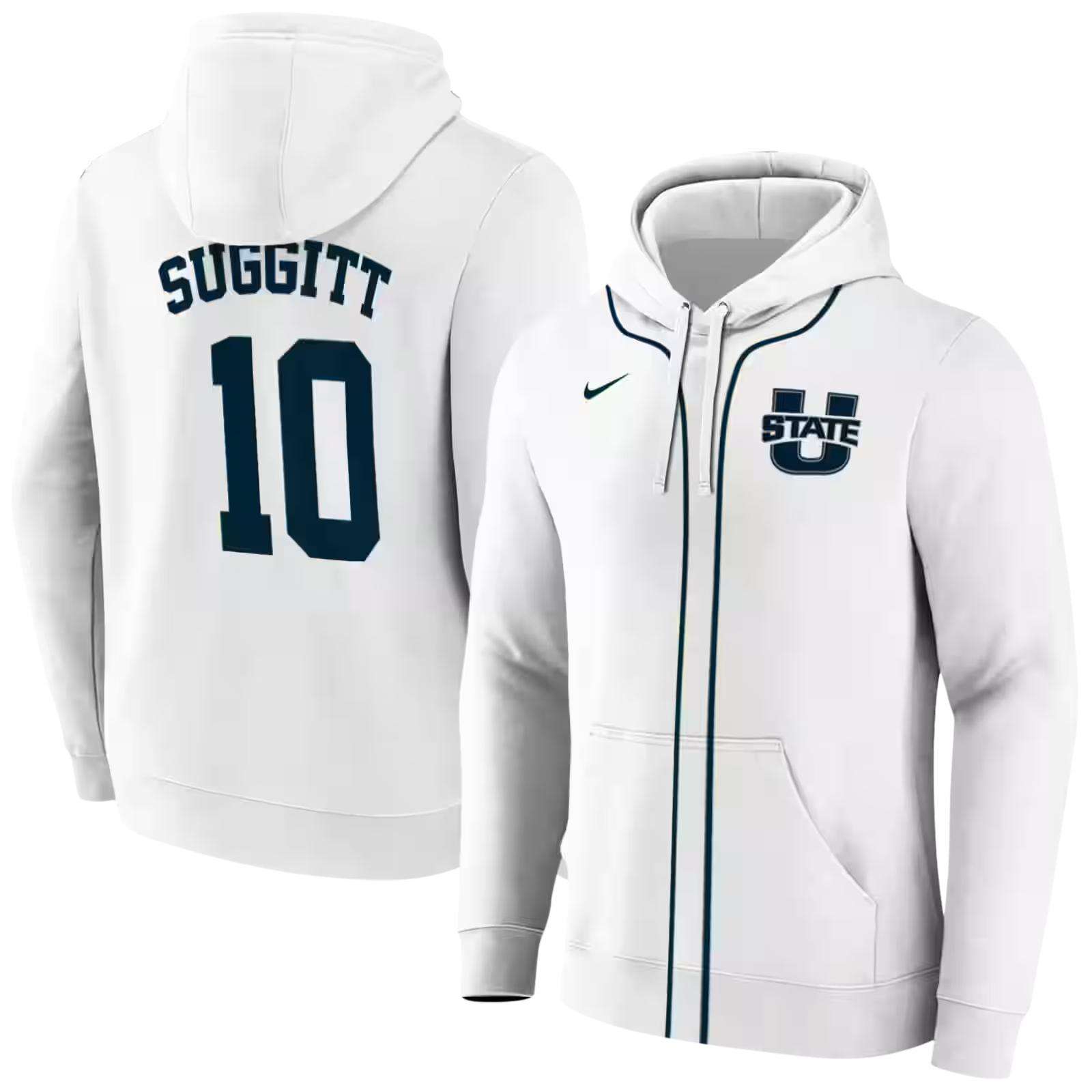 personalized utah state aggies sporty stripe white hoodie fashion forward